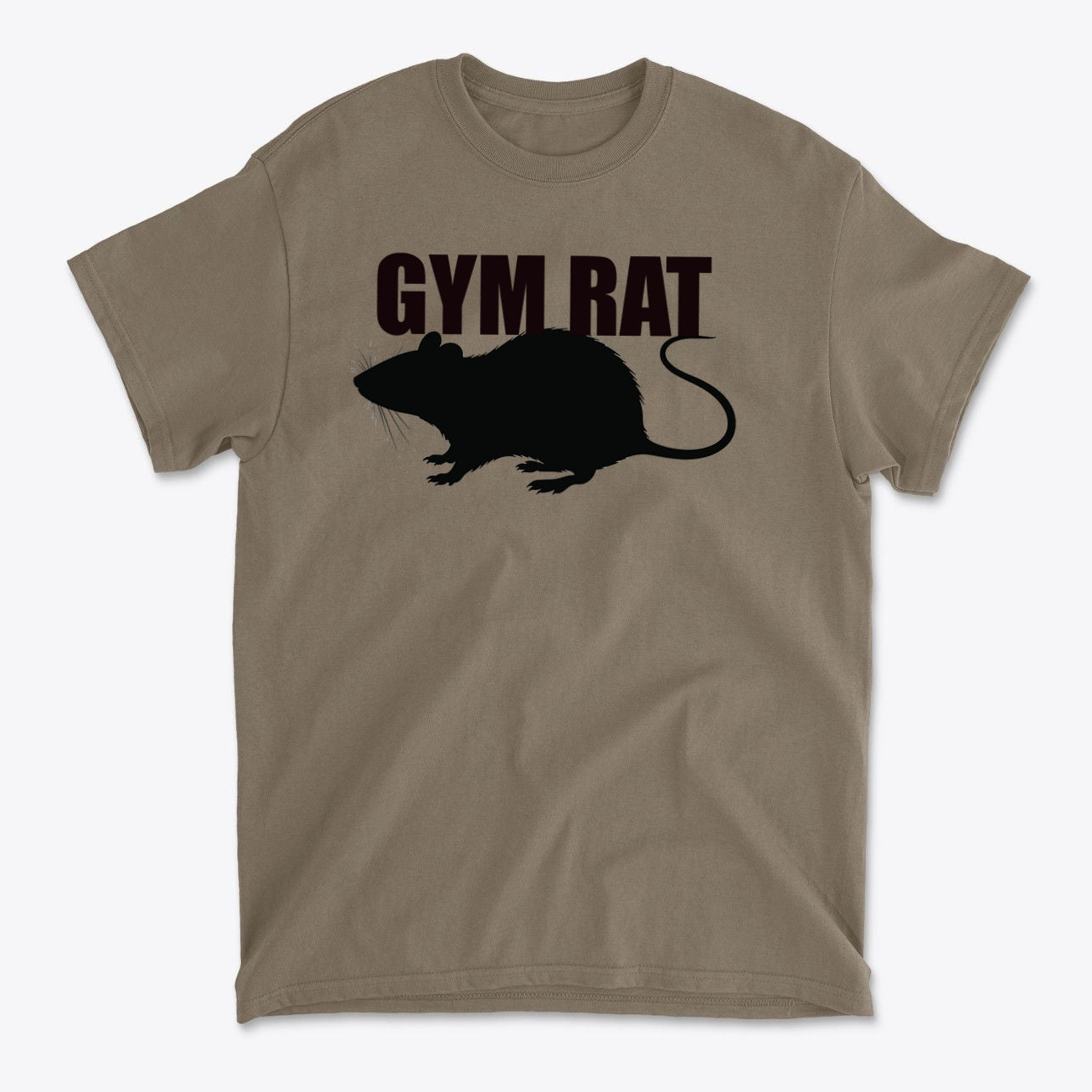 The Life Of A Dedicated Gym Rat graphic tee featuring a silhouette of a rat.