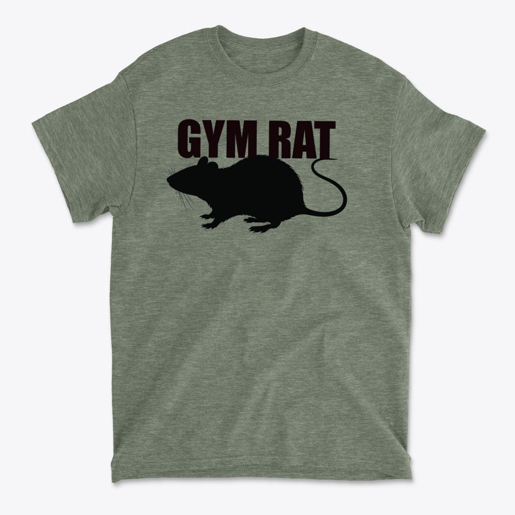 The Life Of A Dedicated Gym Rat graphic t-shirt featuring a silhouette of a gym rat.