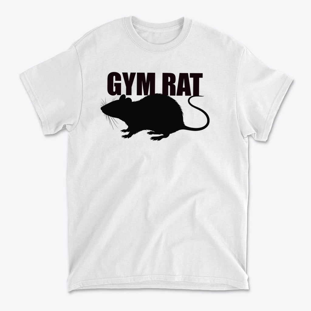 The Life Of A Dedicated Gym Rat graphic tee featuring a silhouette of a gym rat.