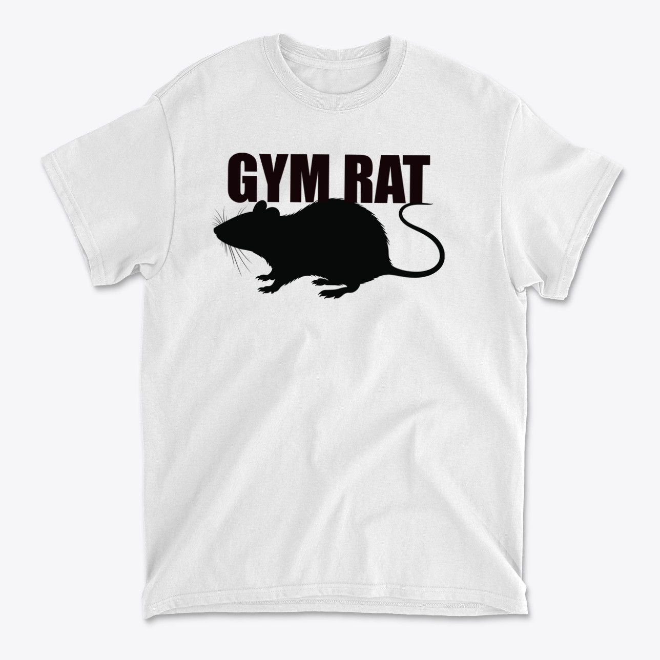 The Life Of A Dedicated Gym Rat graphic tee featuring a silhouette of a gym rat.
