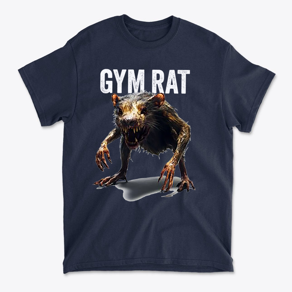 Gym Rat 2 Basic Lifestyle Comfortable Shirt Design featuring a graphic of a menacing rat.
