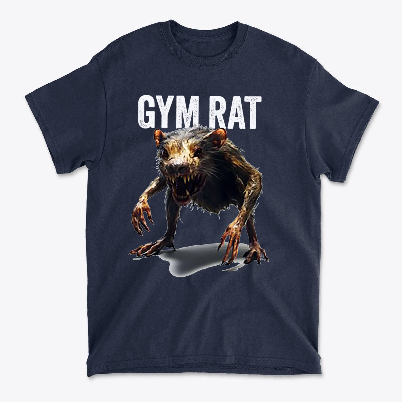 Gym Rat 2 Basic Lifestyle Comfortable Shirt Design featuring a graphic of a menacing rat.