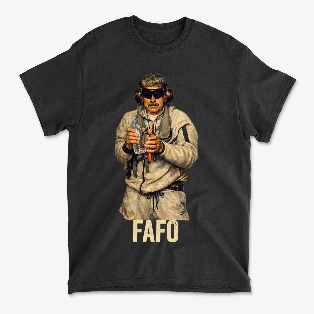 Maduro In Handcuffs FAFO Reality graphic tee featuring a man in tactical gear.
