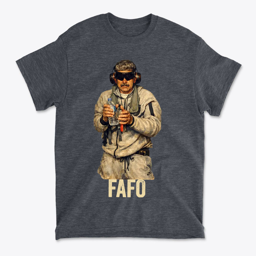 Maduro In Handcuffs FAFO Reality graphic tee featuring a man holding items, designed for passionate conservatives.