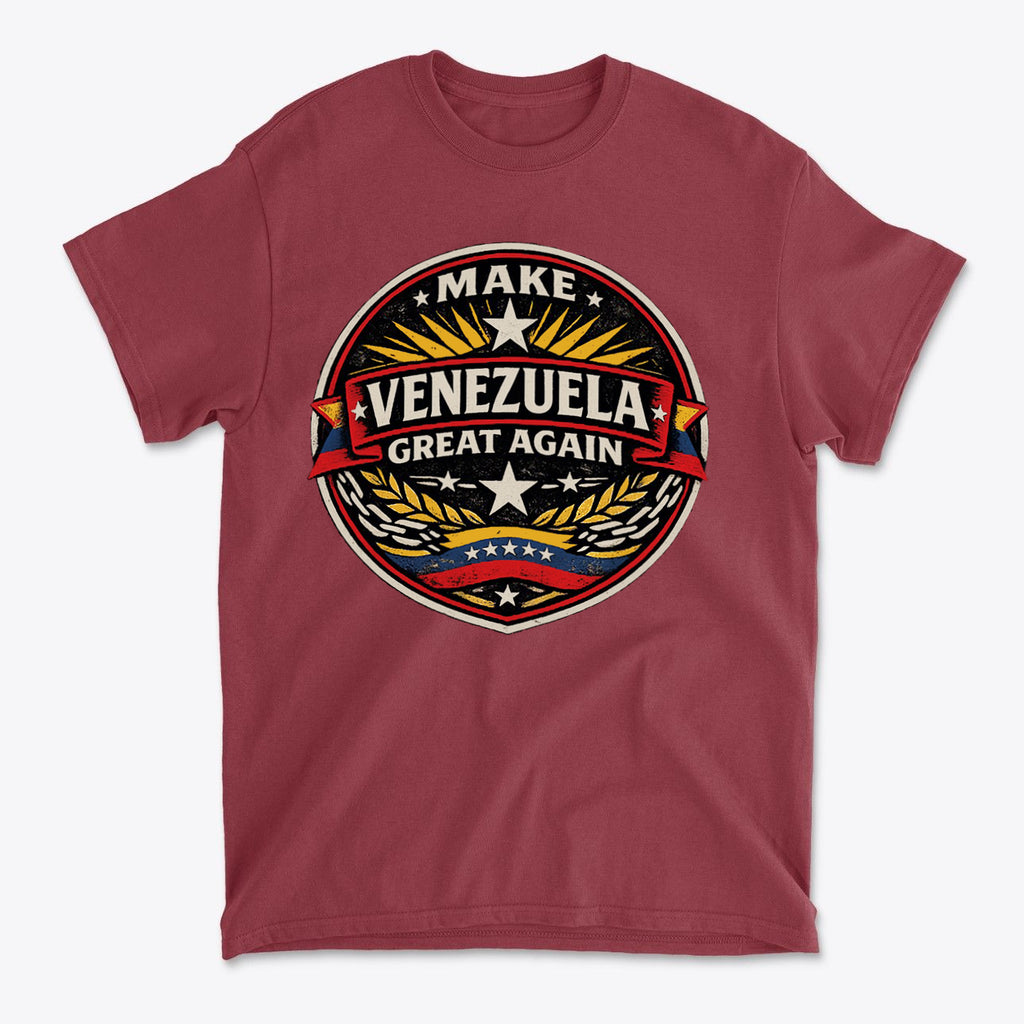 Make Venezuela Great Again for the Future t-shirt featuring a bold logo with national pride and strong leadership.