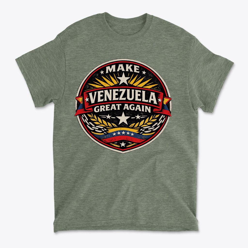 Make Venezuela Great Again for the Future t-shirt with bold graphic design and patriotic colors.