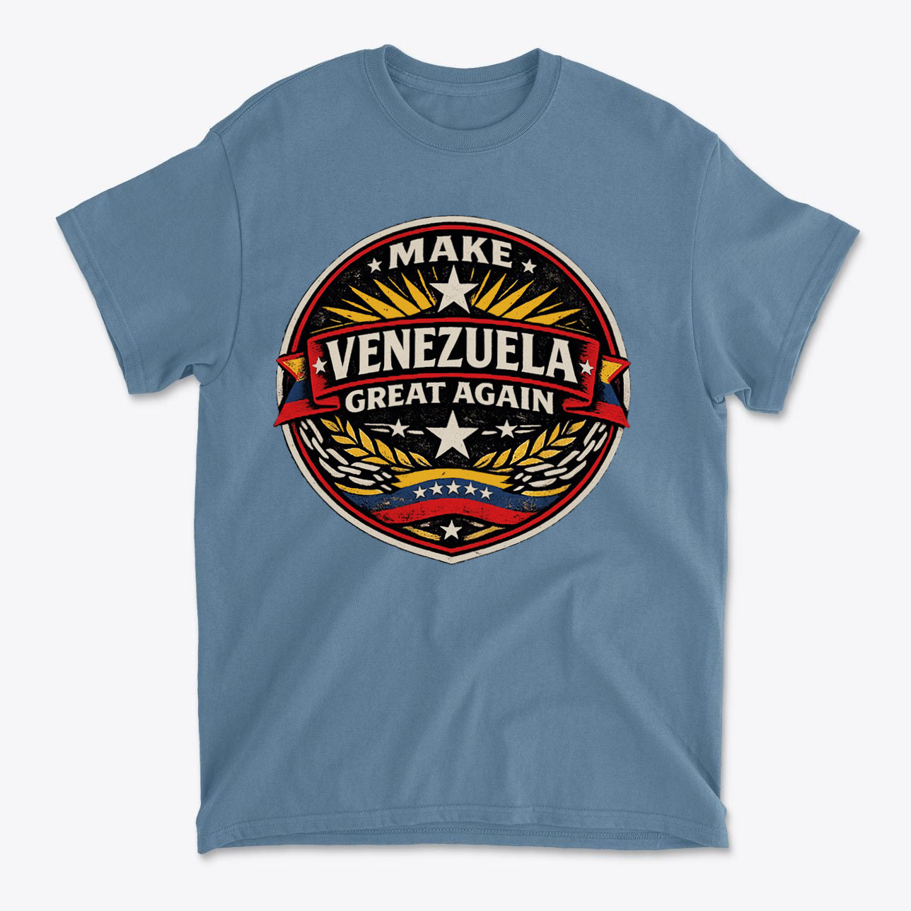 Make Venezuela Great Again for the Future t-shirt design featuring vintage-style graphics and colors.