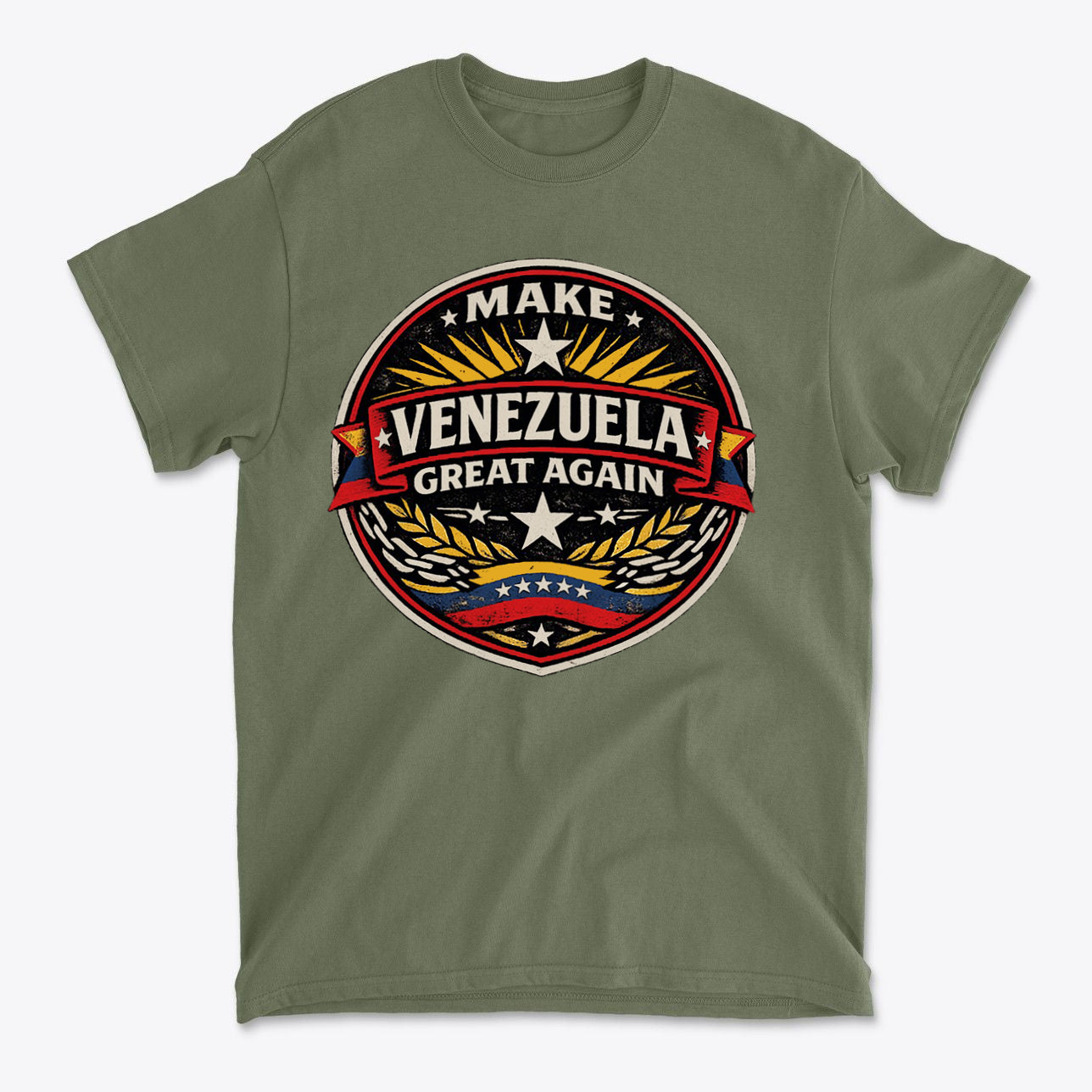 Graphic t-shirt featuring the slogan Make Venezuela Great Again for the Future with a bold design.