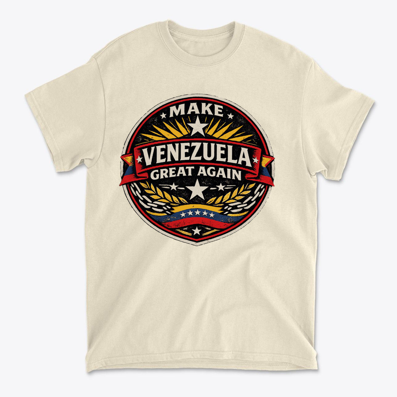 T-shirt featuring the slogan Make Venezuela Great Again for the Future with a bold graphic design.