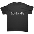 White Letter 45 47 48 Logo Tee featuring bold numbers 45 47 48 on a black background.