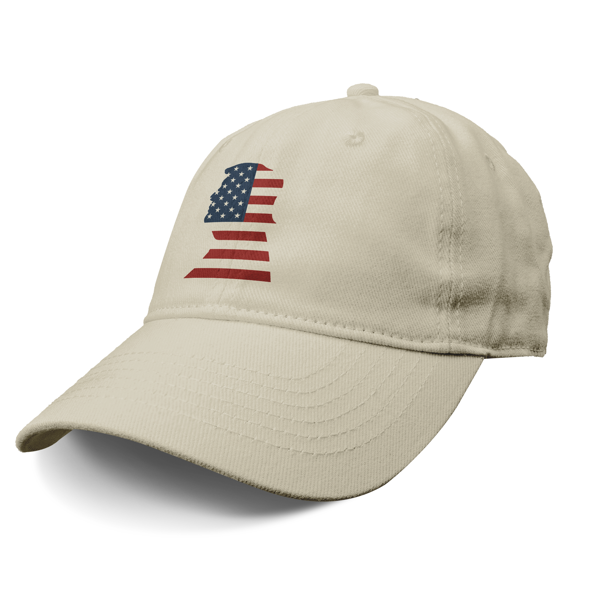 Trump As American Flag Apparel baseball cap featuring American flag design.