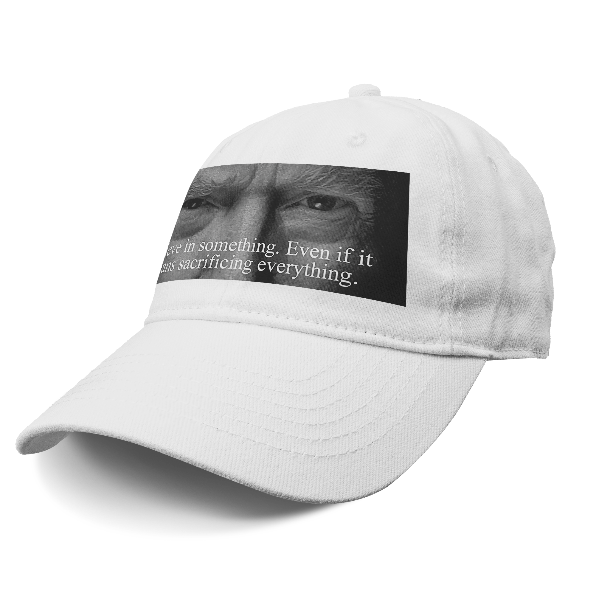 Trump Believe In Something Print graphic hat showcasing a powerful message about personal values and conviction.