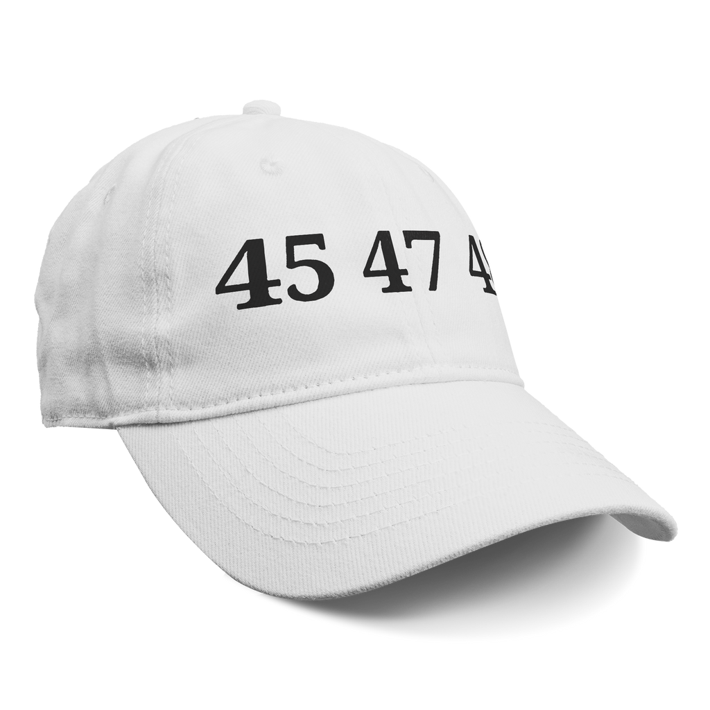 45 47 48 Trump Edition Headwear white cap with black lettering
