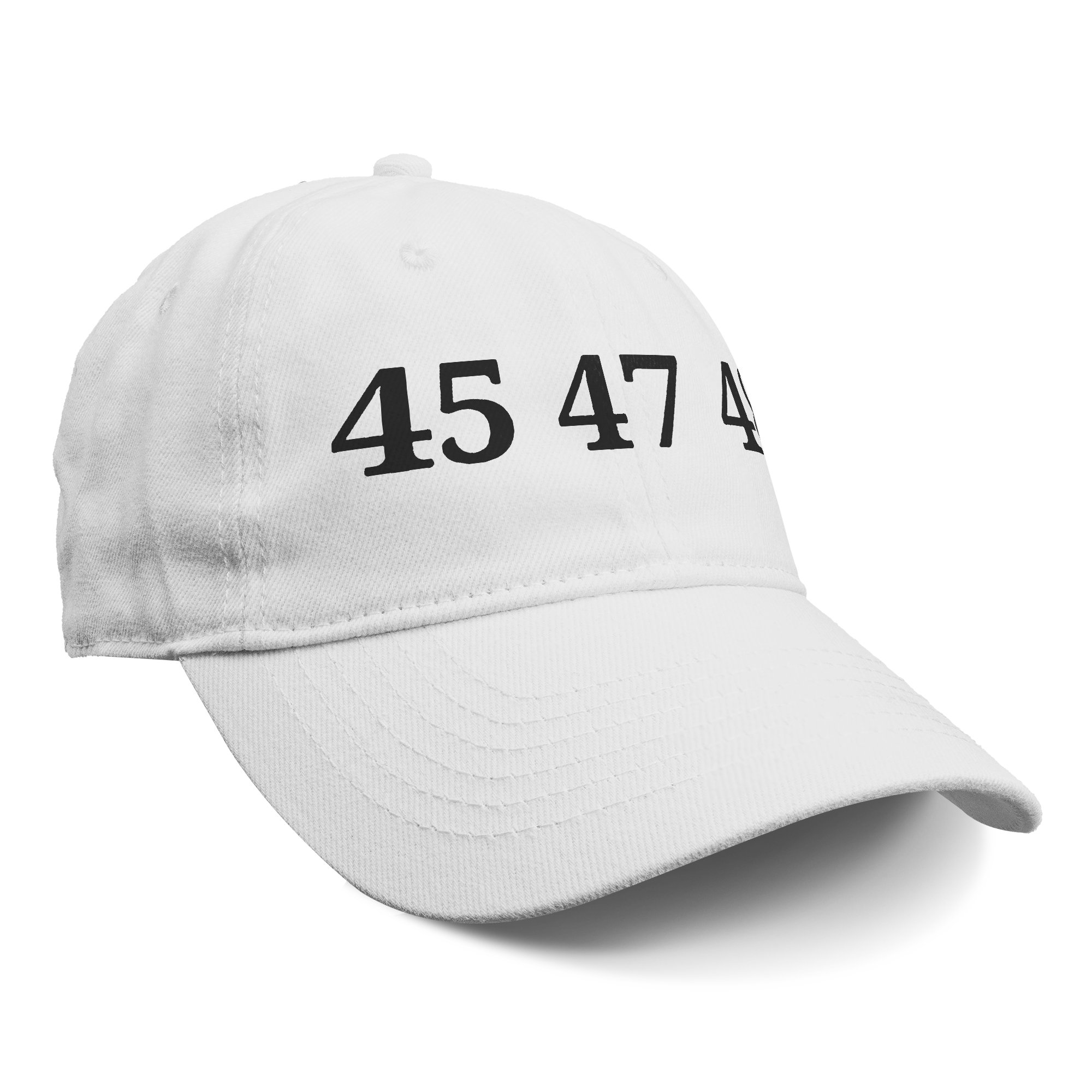 45 47 48 Trump Edition Headwear white cap with black lettering
