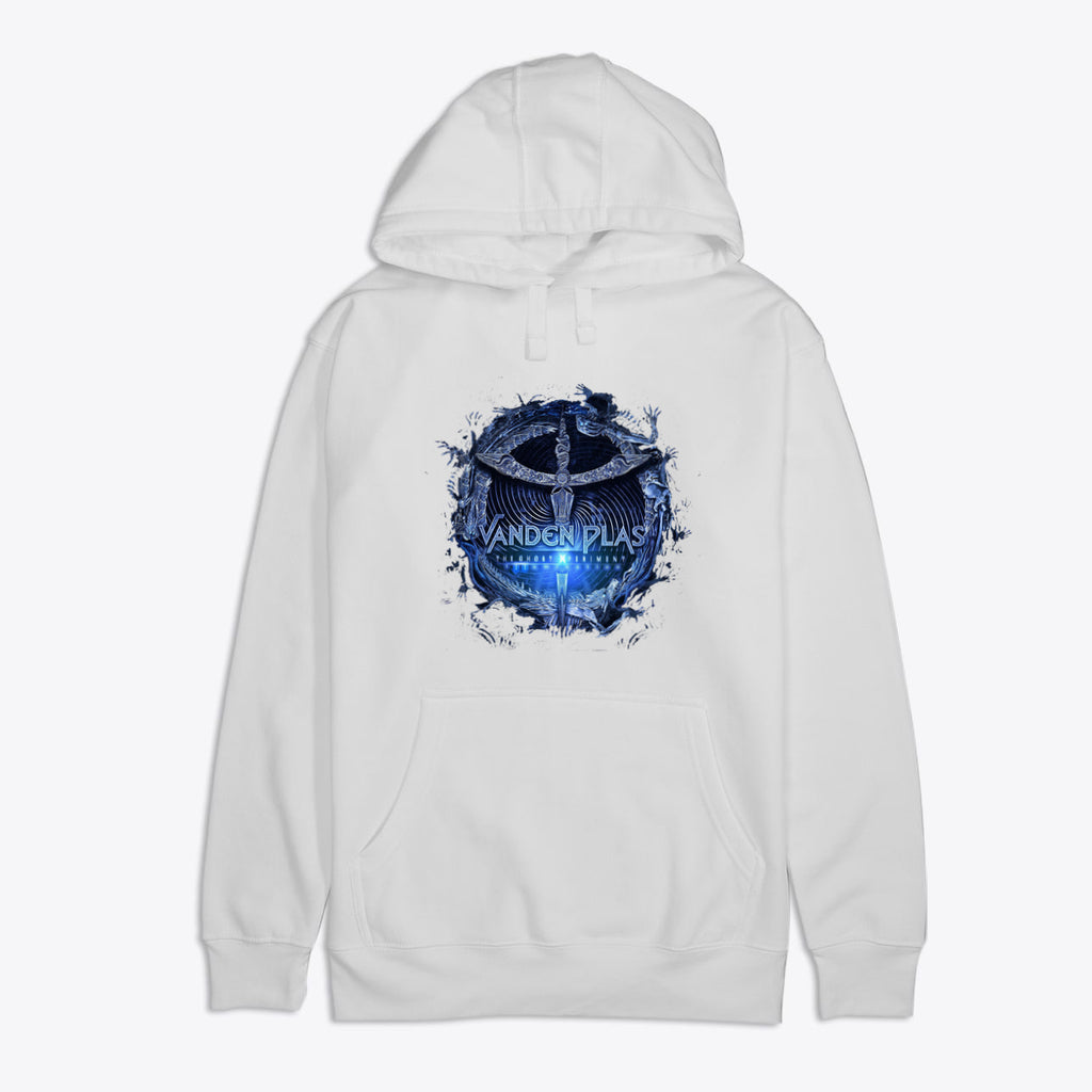 M2580 Premium Cotton Hoodie Art featuring a unique design with blue graphics on a white background.