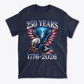 250 Years 1776 2026 Graphic Tee featuring an eagle design, celebrating America's 250-year milestone.