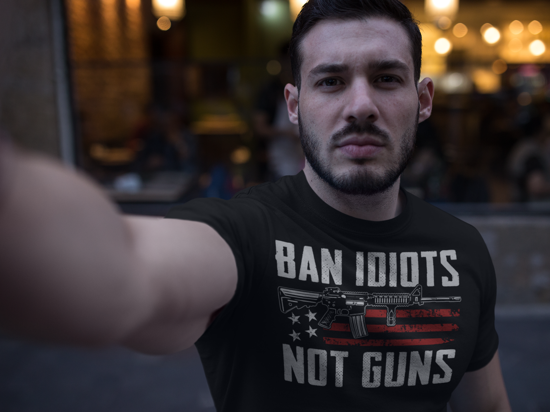 Ban Idiots Not Guns With AR-15 On US Flag