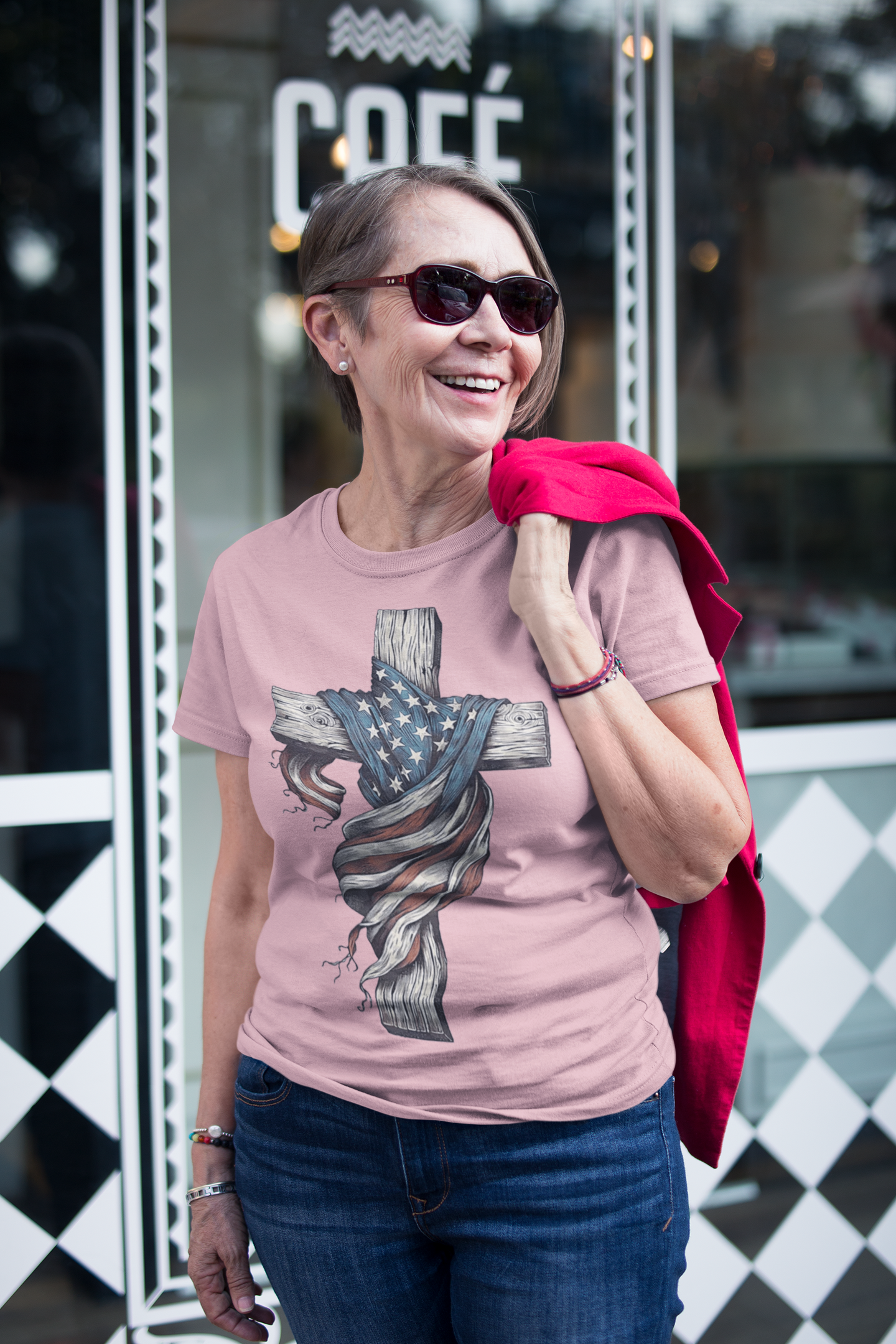 American Flag On The Cross