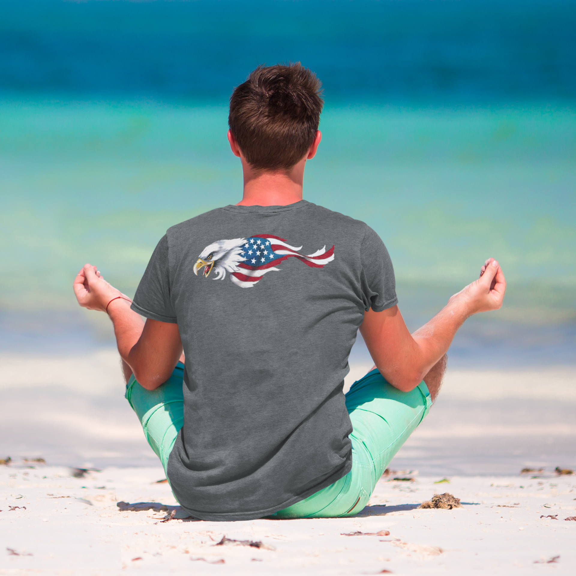 Eagle As American Flag Back Print Graphic T Shirt