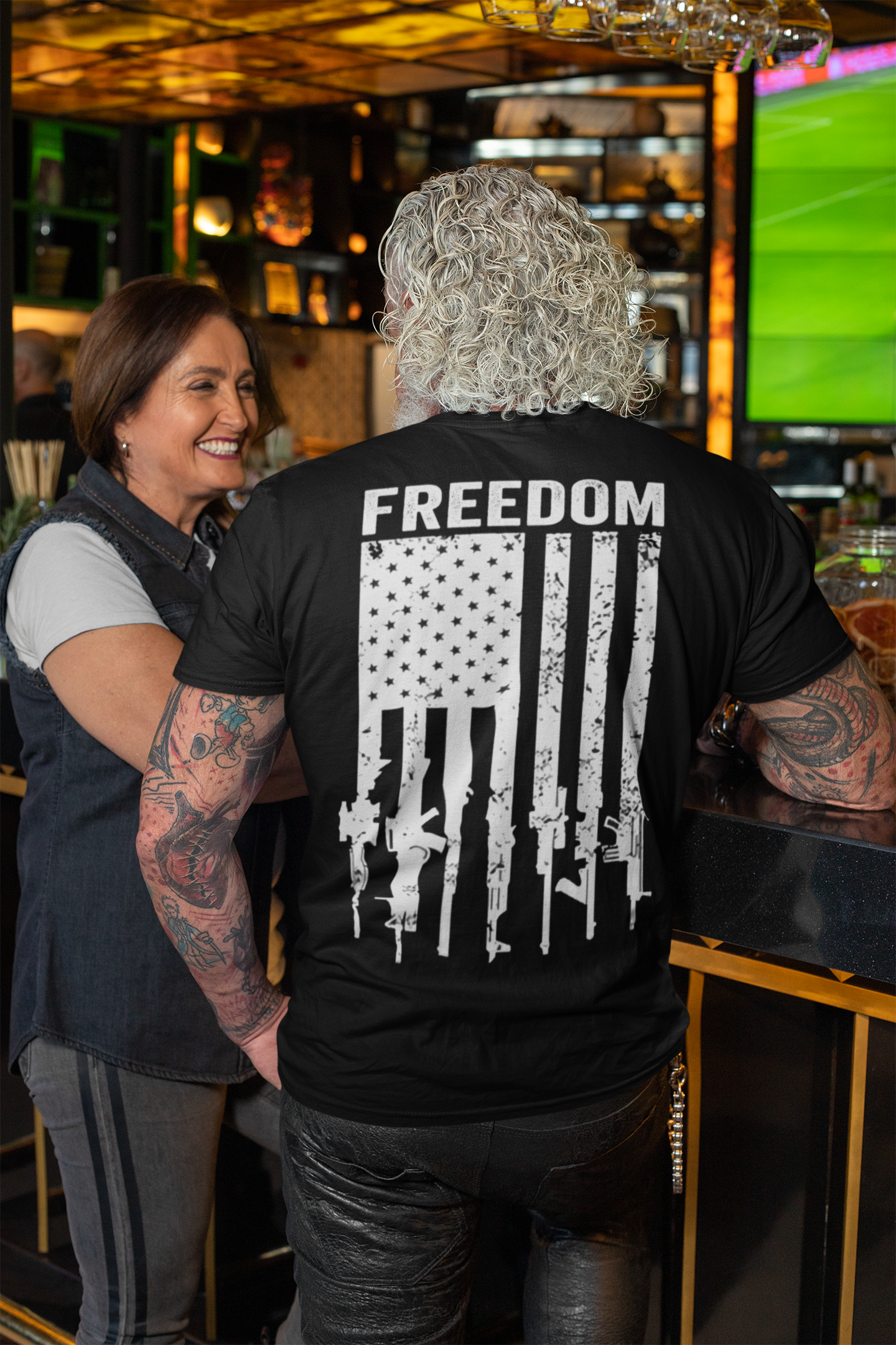 Freedom Above Flag Of Rifles Image on Back