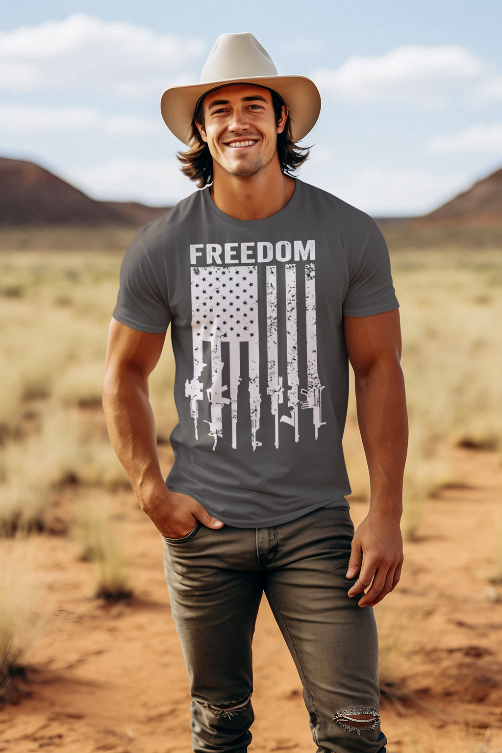 Freedom Above All American Flag Patriotic Graphic Tee