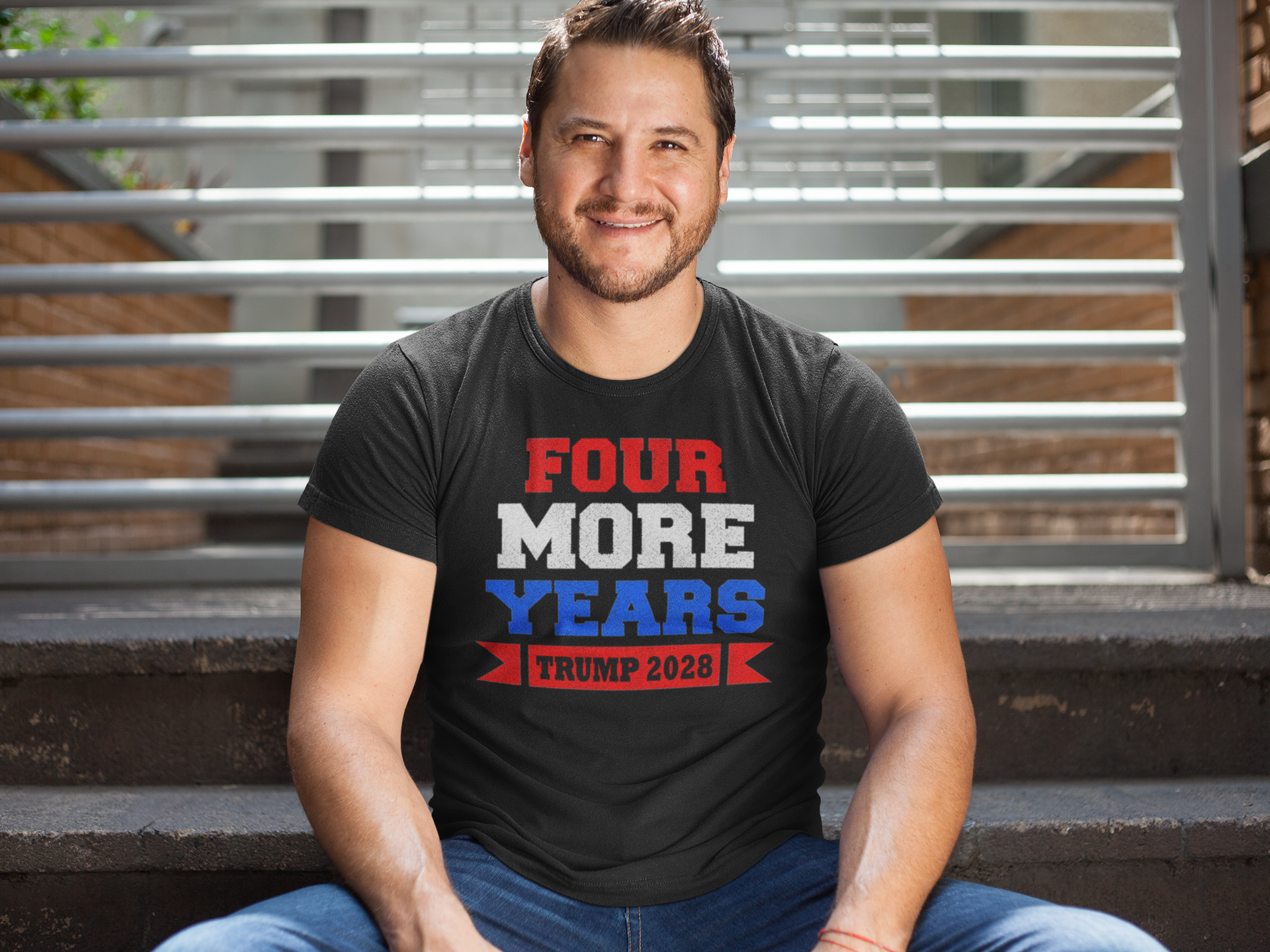 Four More Years Trump 2028 USA Flag Style Shirt Design