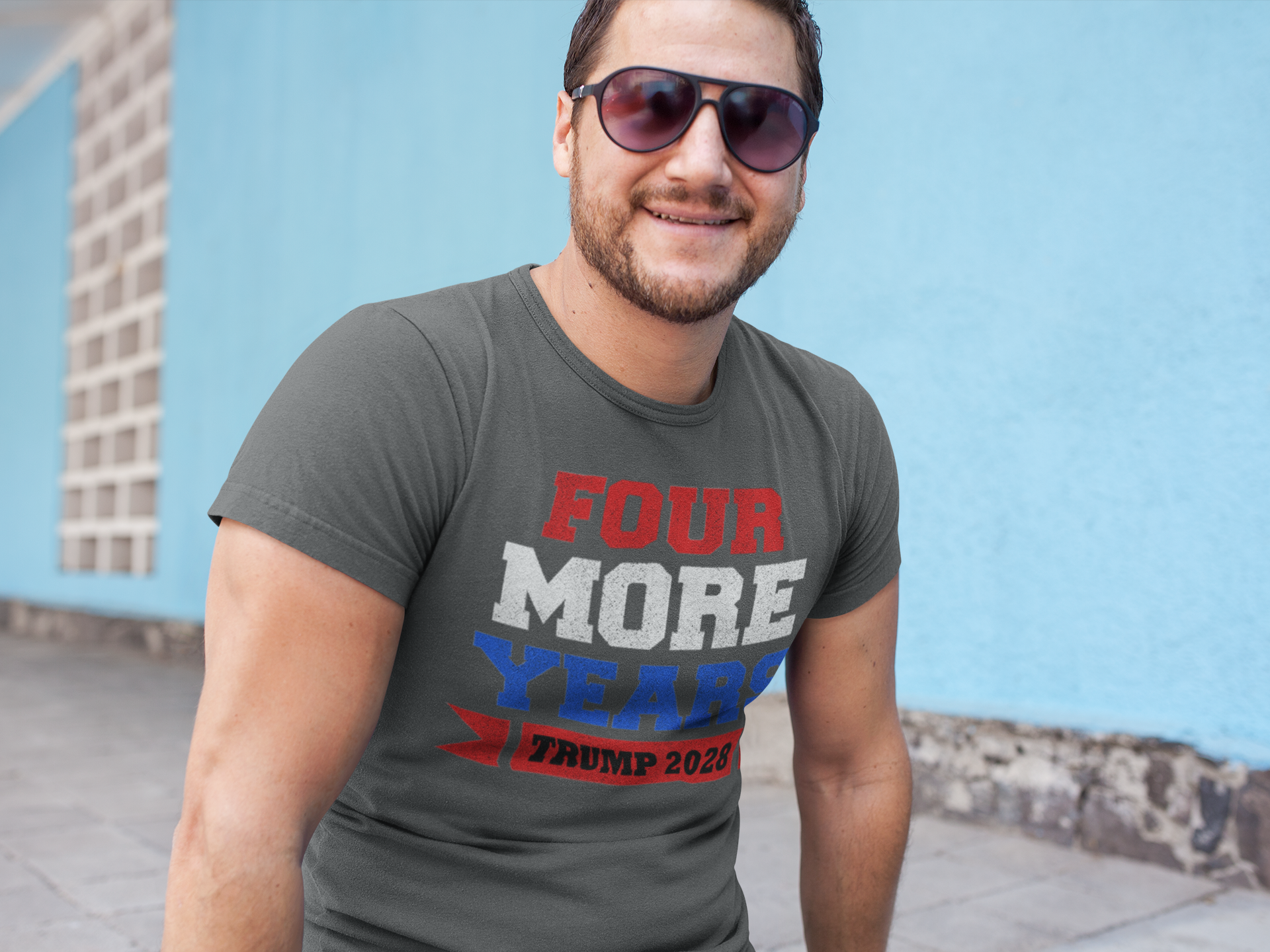 Four More Years Trump 2028 USA Flag Style Shirt Design