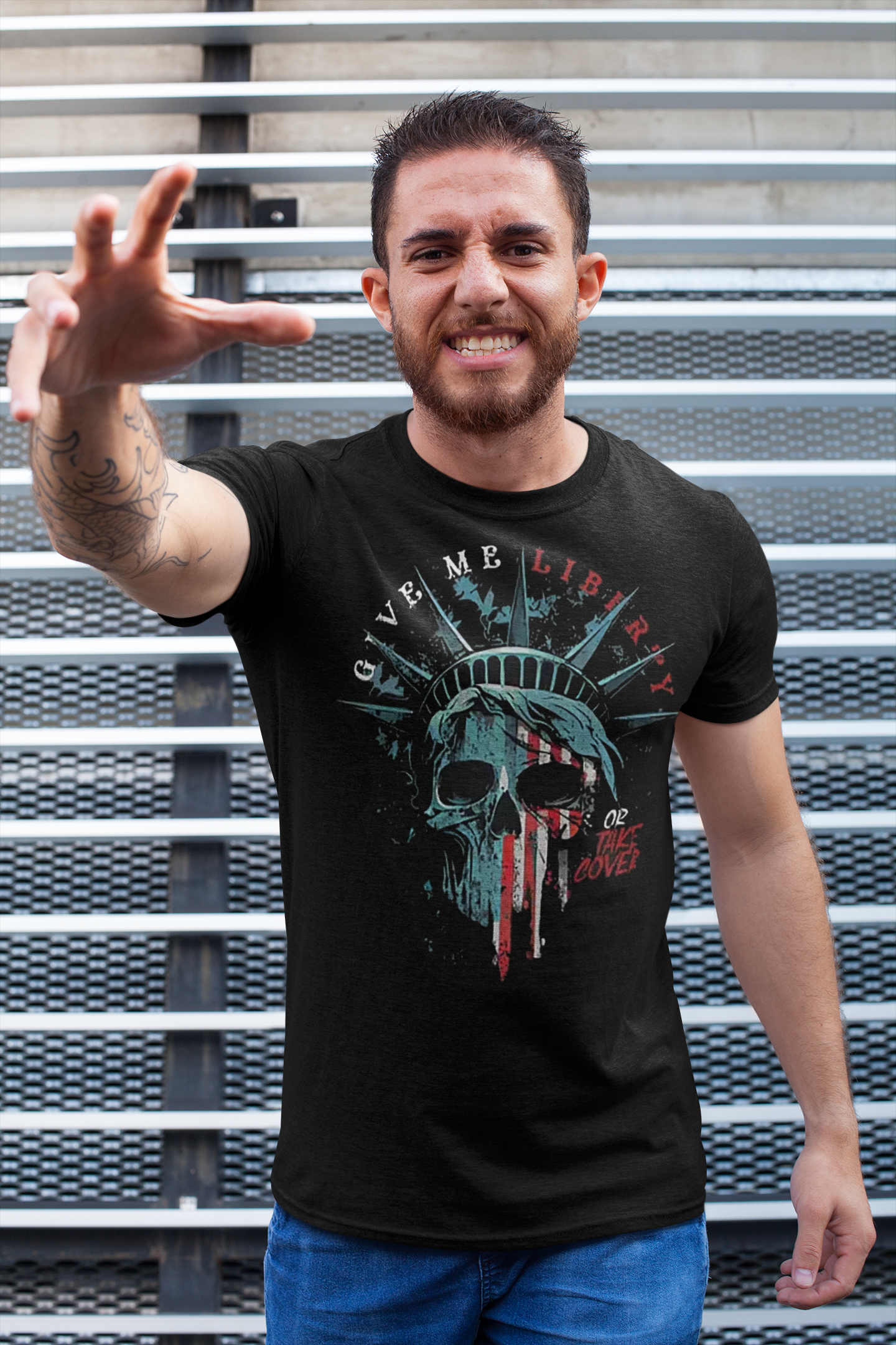 Give Me Liberty Or Take Cover Bold Statement Shirt