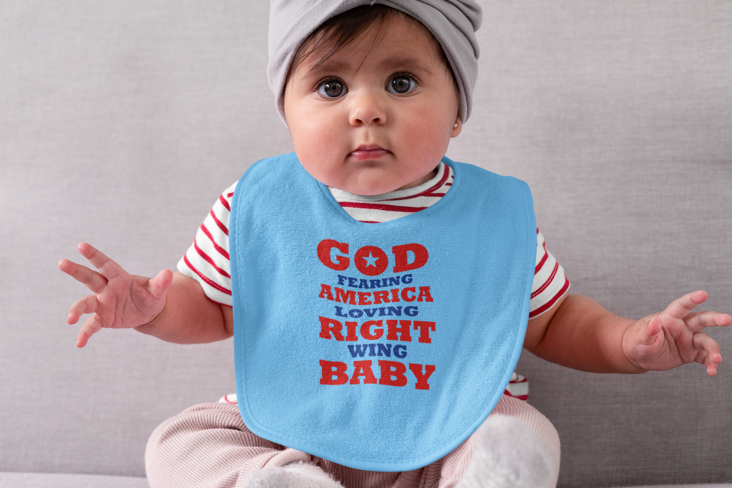 God Fearing America Loving Right Wing Baby Infant Premium Jersey Bib