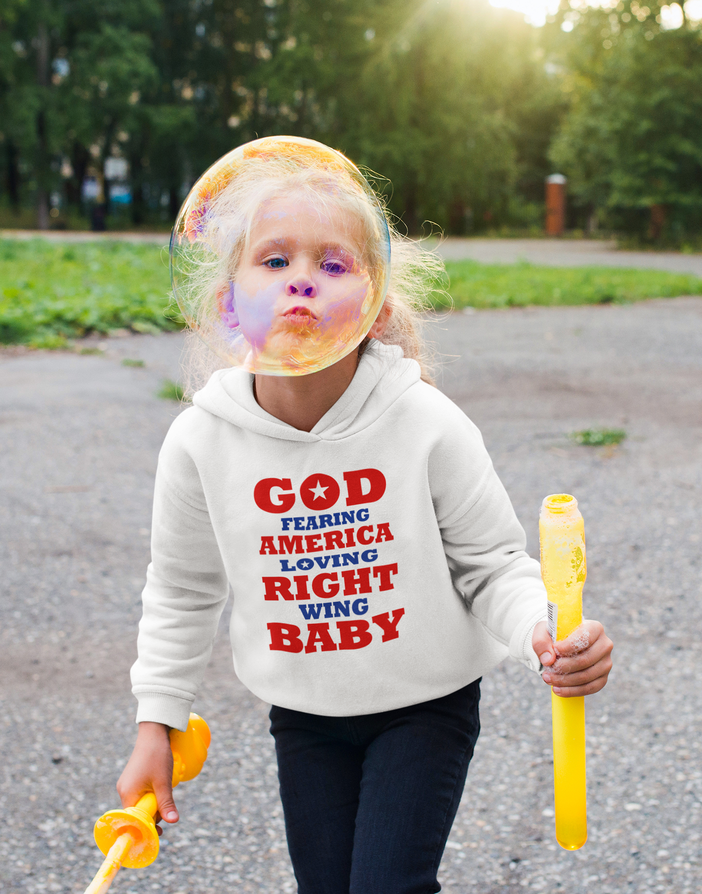 God Fearing America Loving Right Wing Baby Toddler Pullover Fleece Hoodie