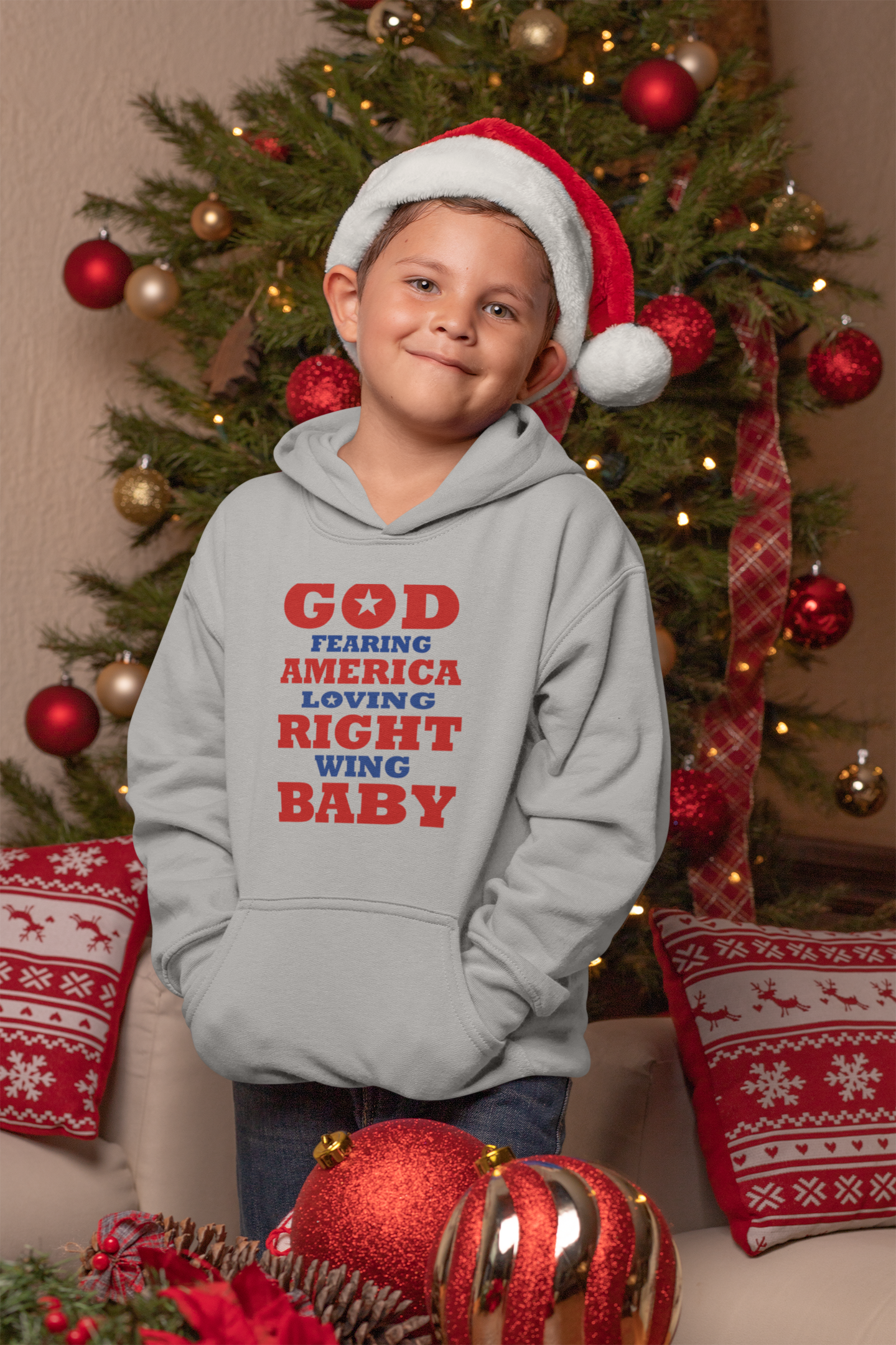 God Fearing America Loving Right Wing Baby Toddler Pullover Fleece Hoodie