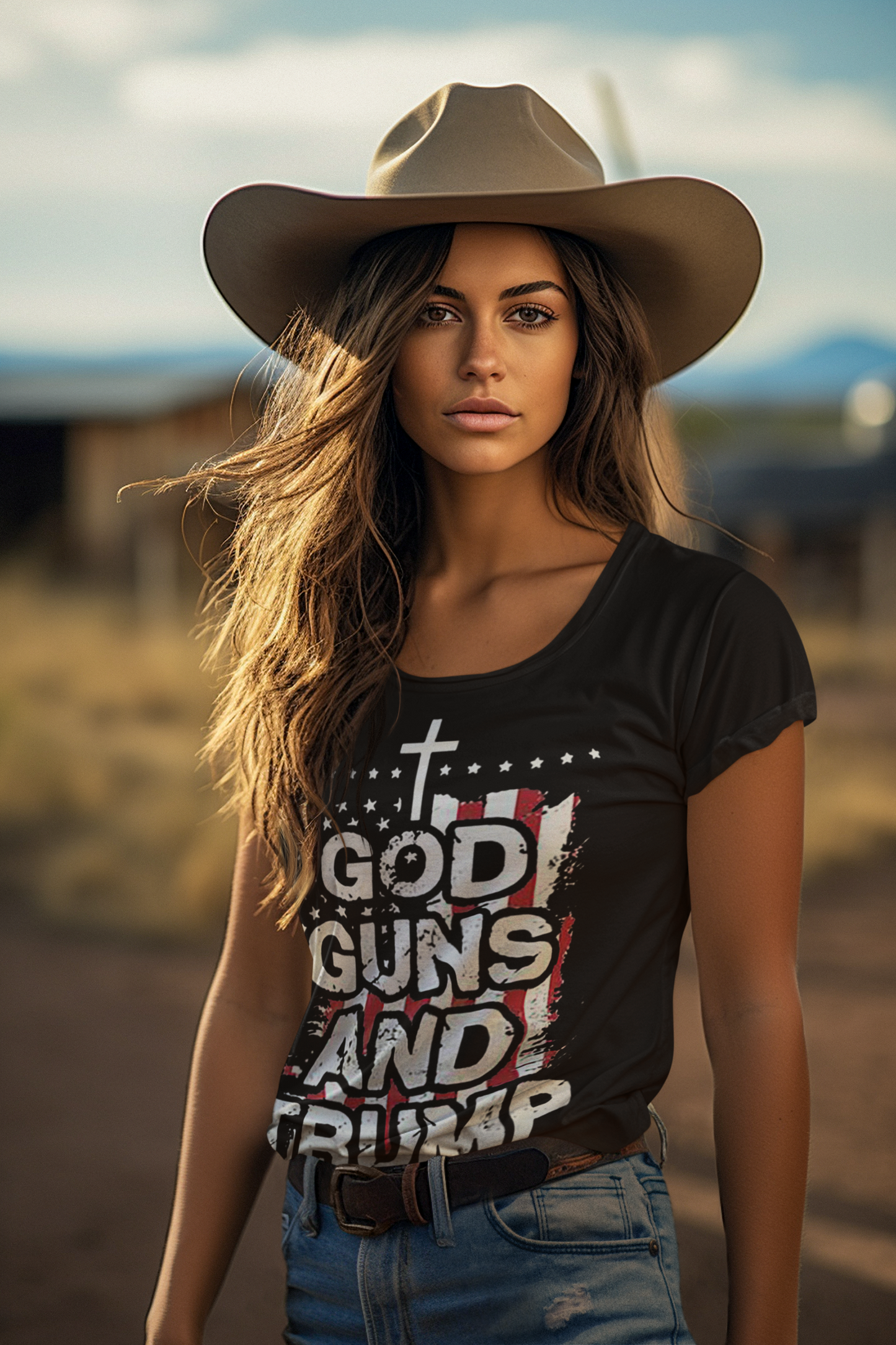 God, Guns & Trump With Cross and AR-15