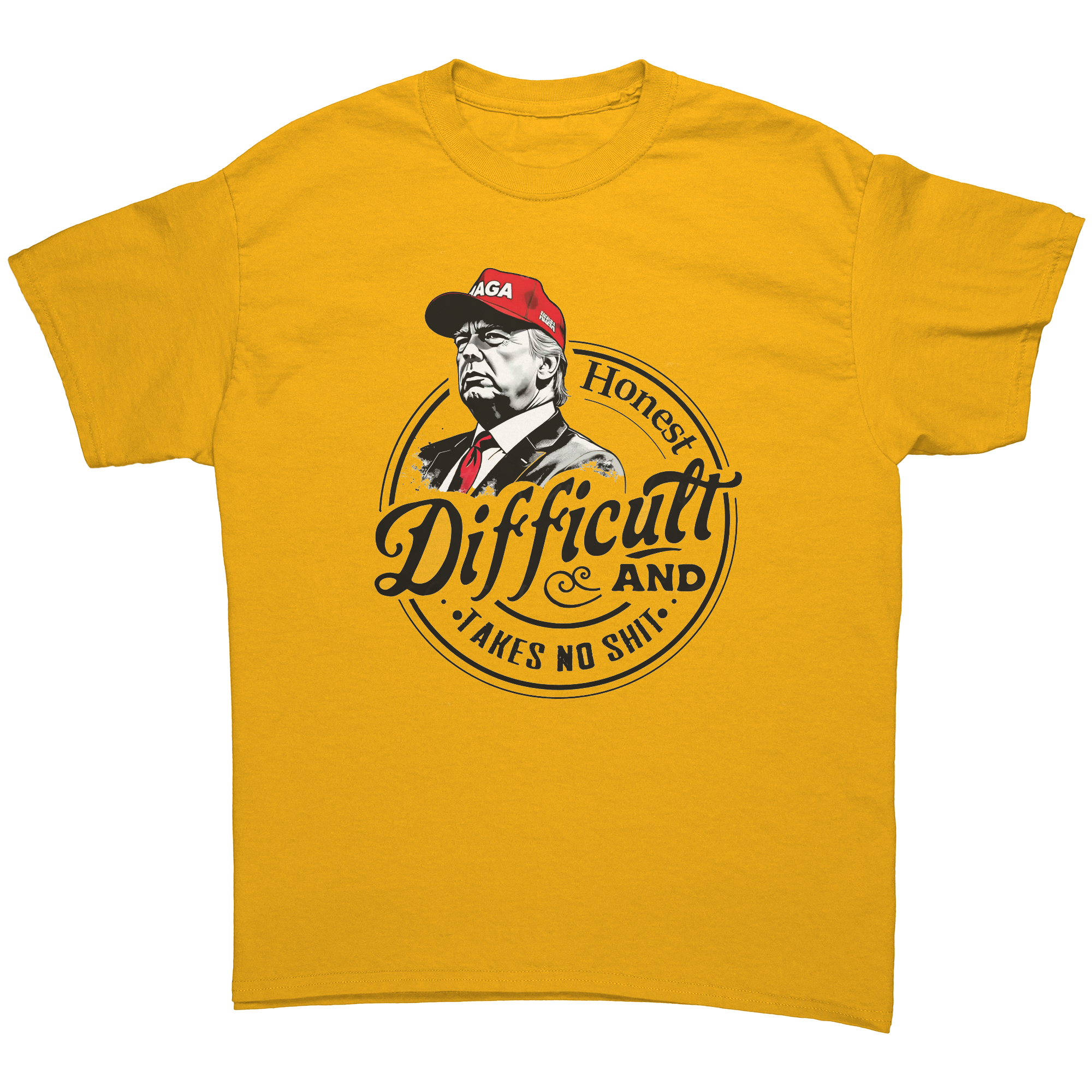 True Tough Takes No Shit Design graphic tee featuring a bold illustration on a yellow background.