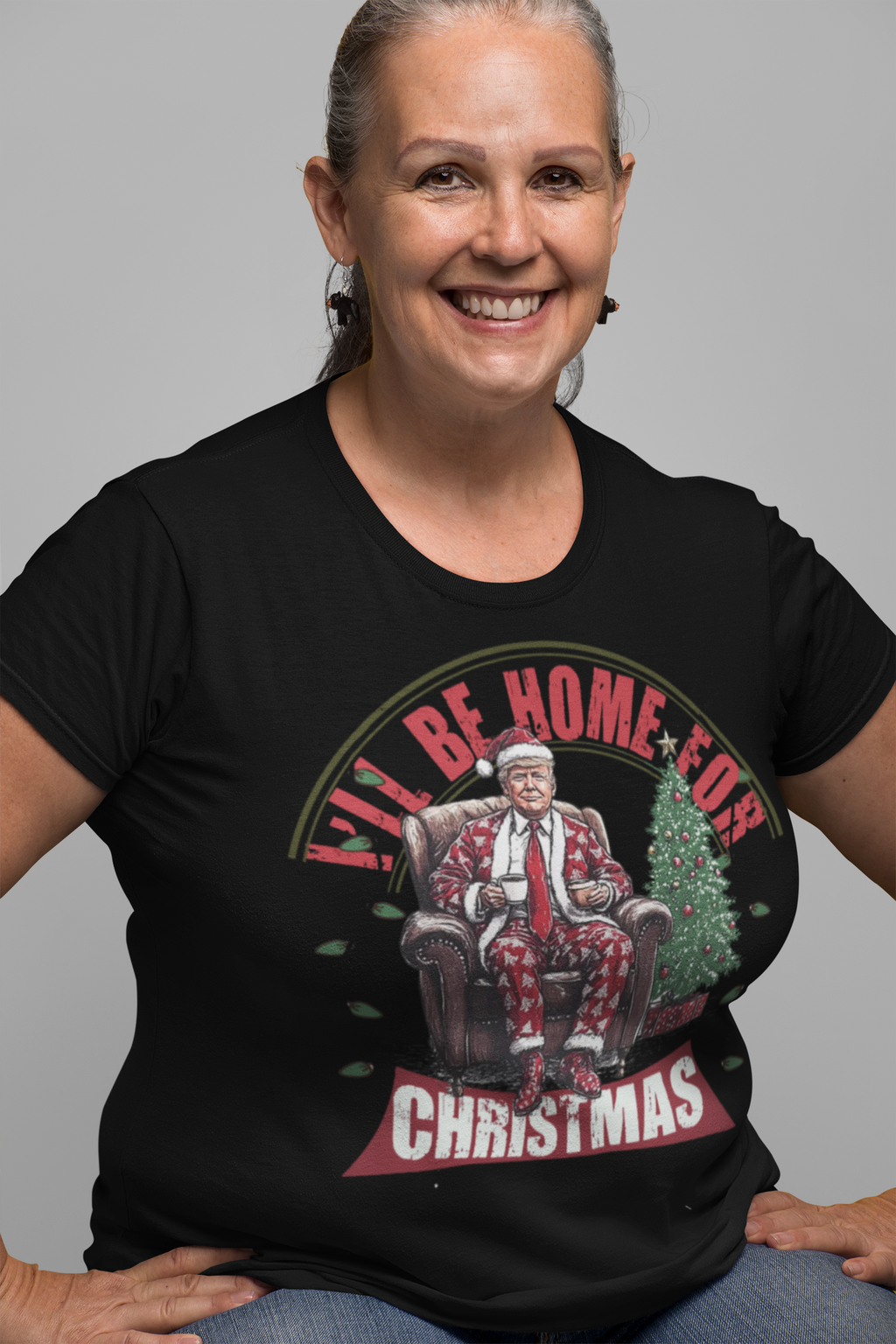 I'll Be Home For Christmas Trump Sitting By Tree Shirt