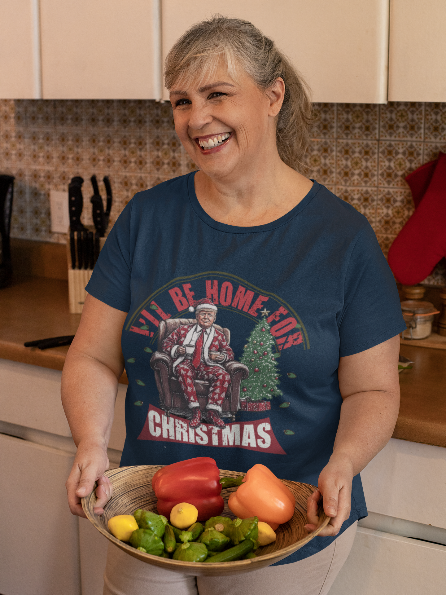 I'll Be Home For Christmas Trump Sitting By Tree Shirt