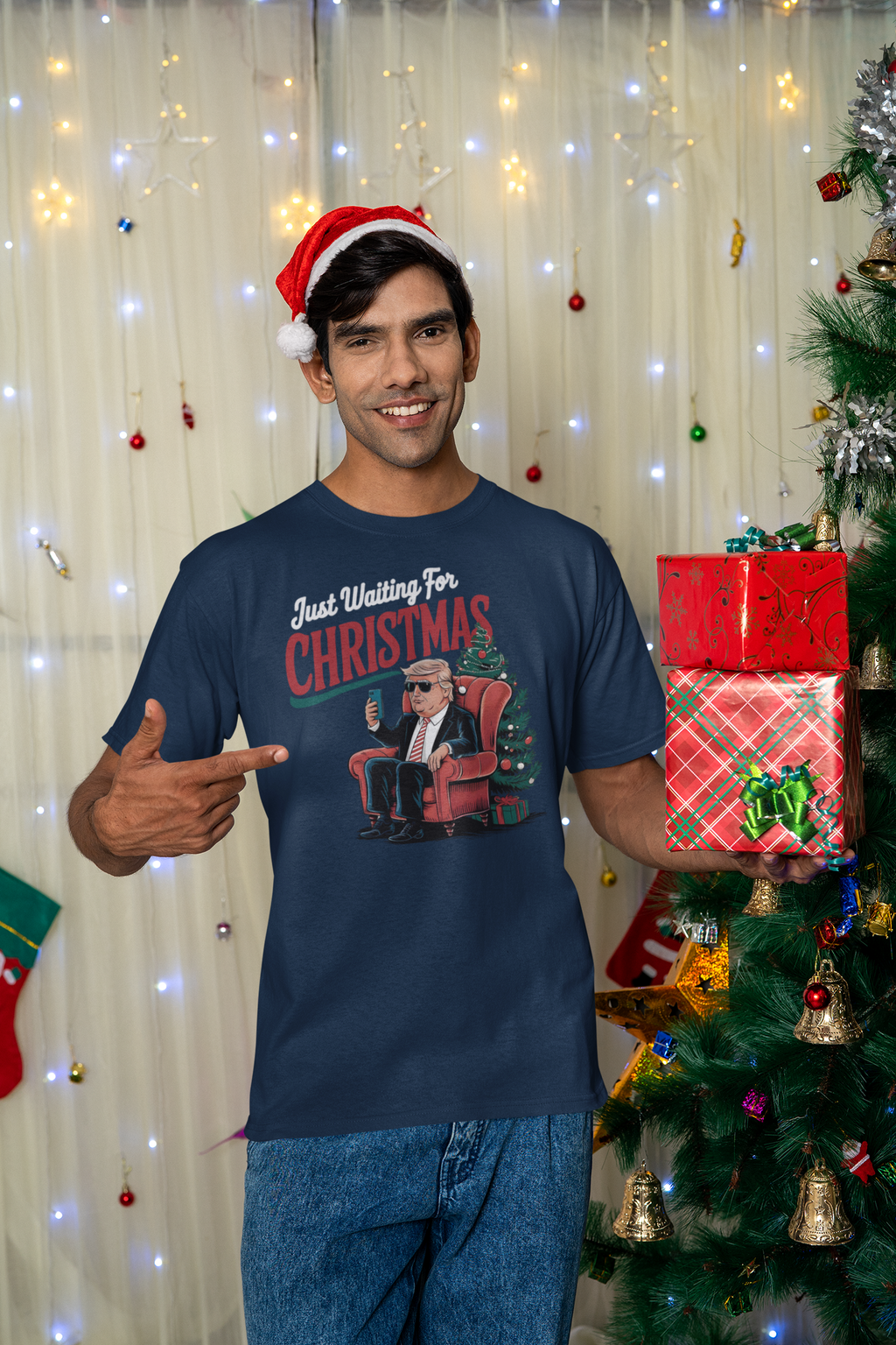 Just Waiting For Christmas Christmas Mood Tee Design