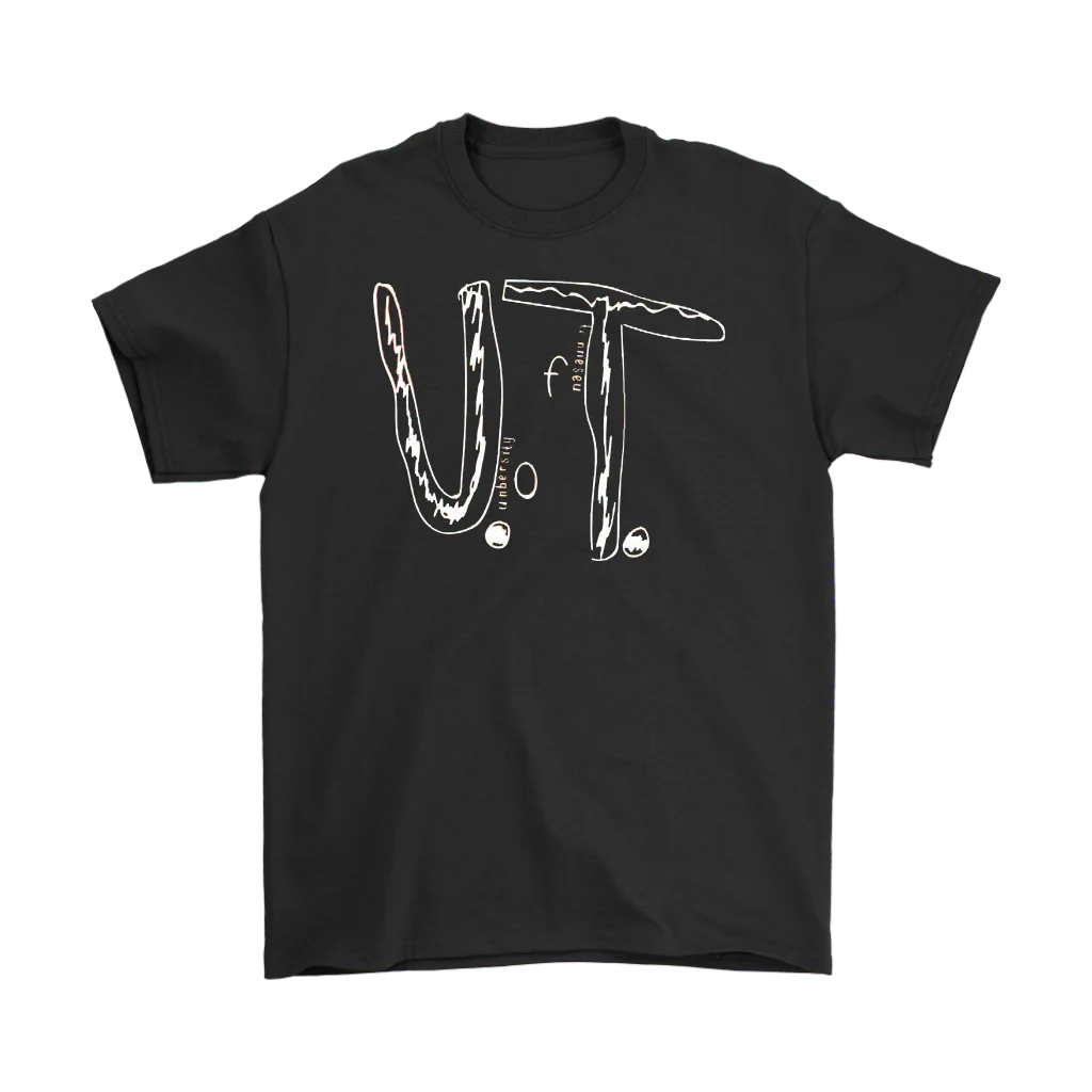 Tennessee Volunteer Kindness Art graphic tee featuring a stylish U.T. design on a black shirt.