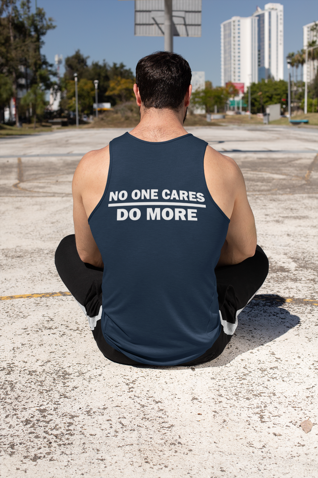 No One Cares Do More Heavy Cotton Tank Top Design