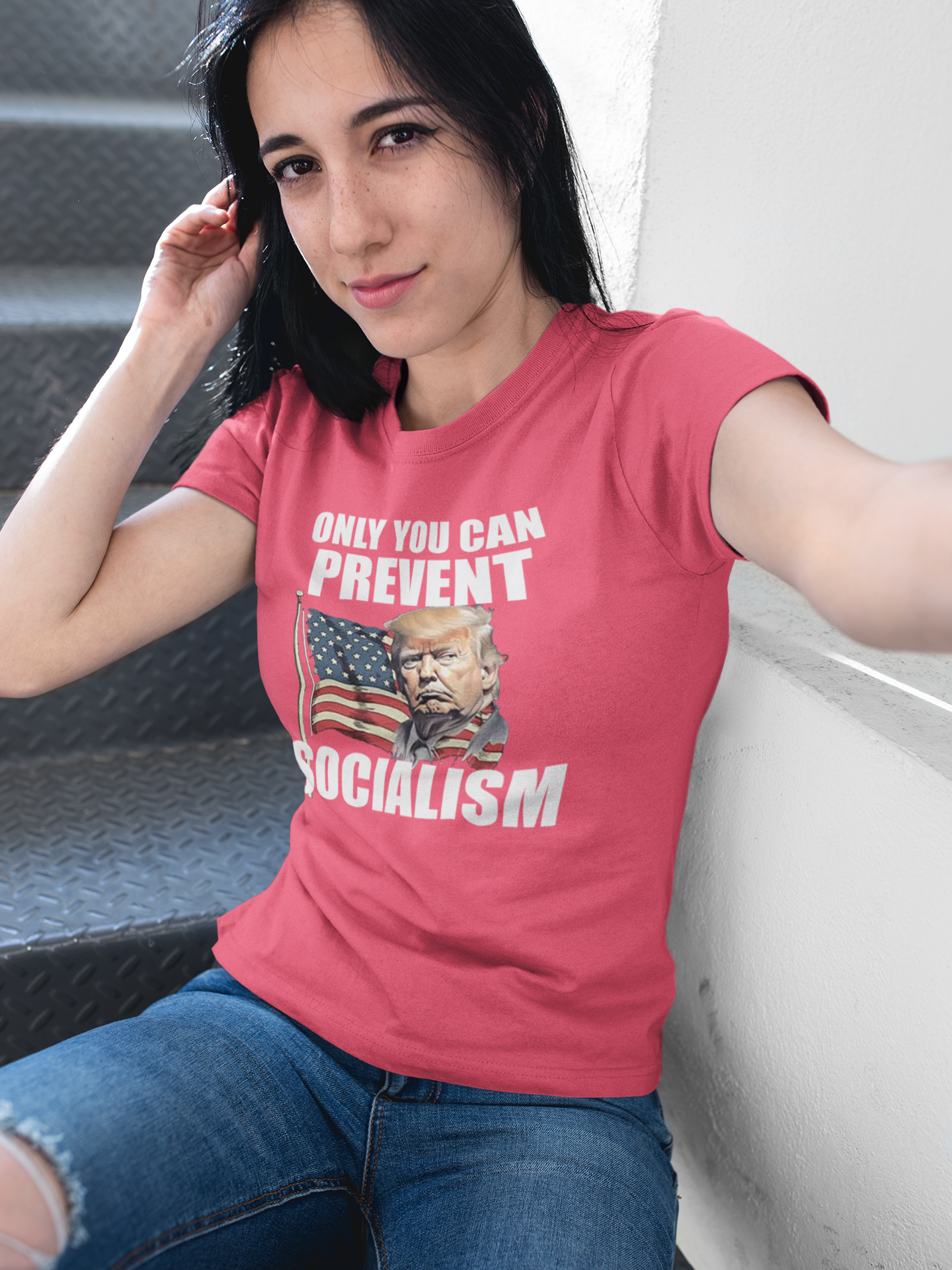 Only You Can Prevent Socialism - Trump With USA Flag