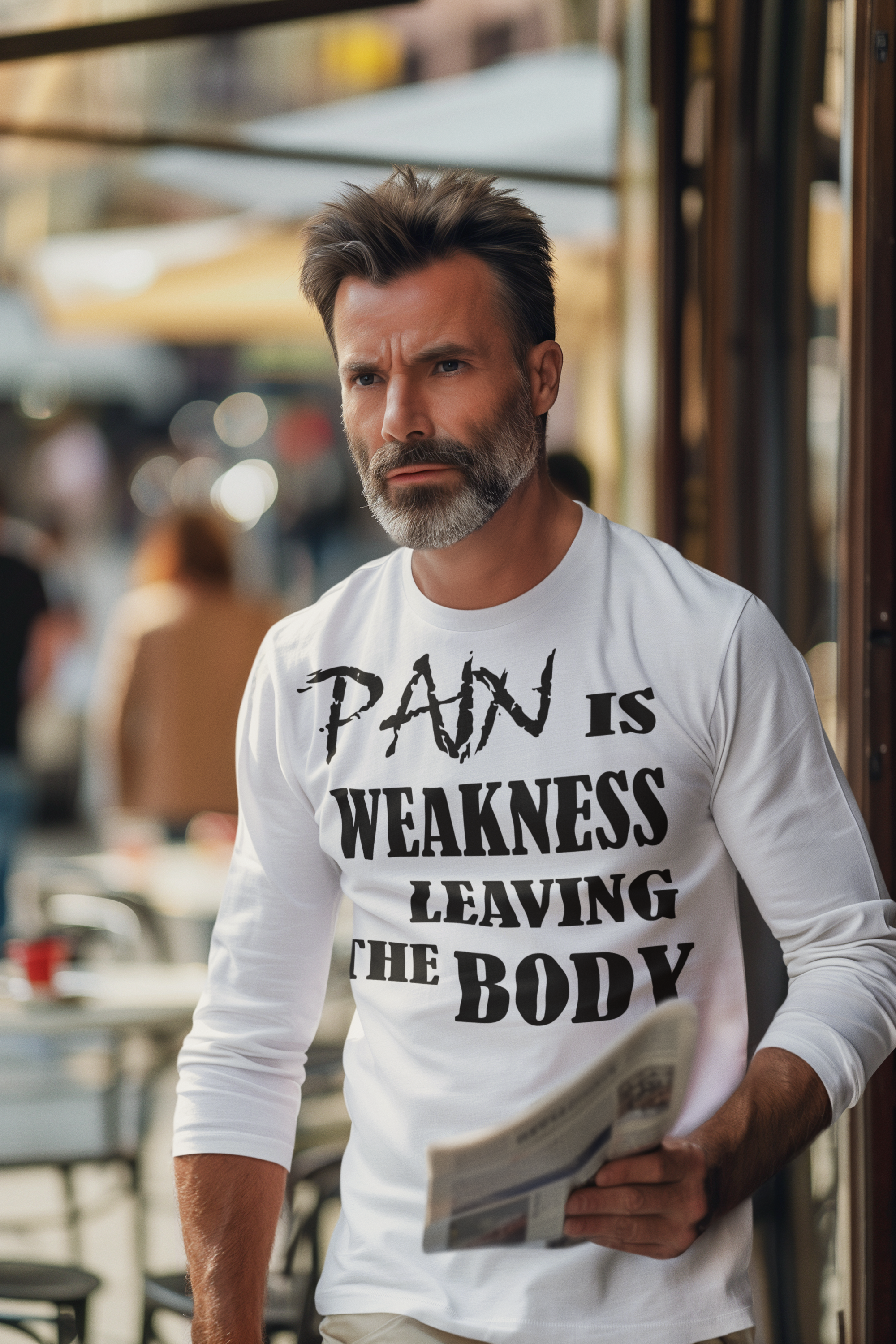 Pain Is Weakness Leaving Body Black Letters Tee