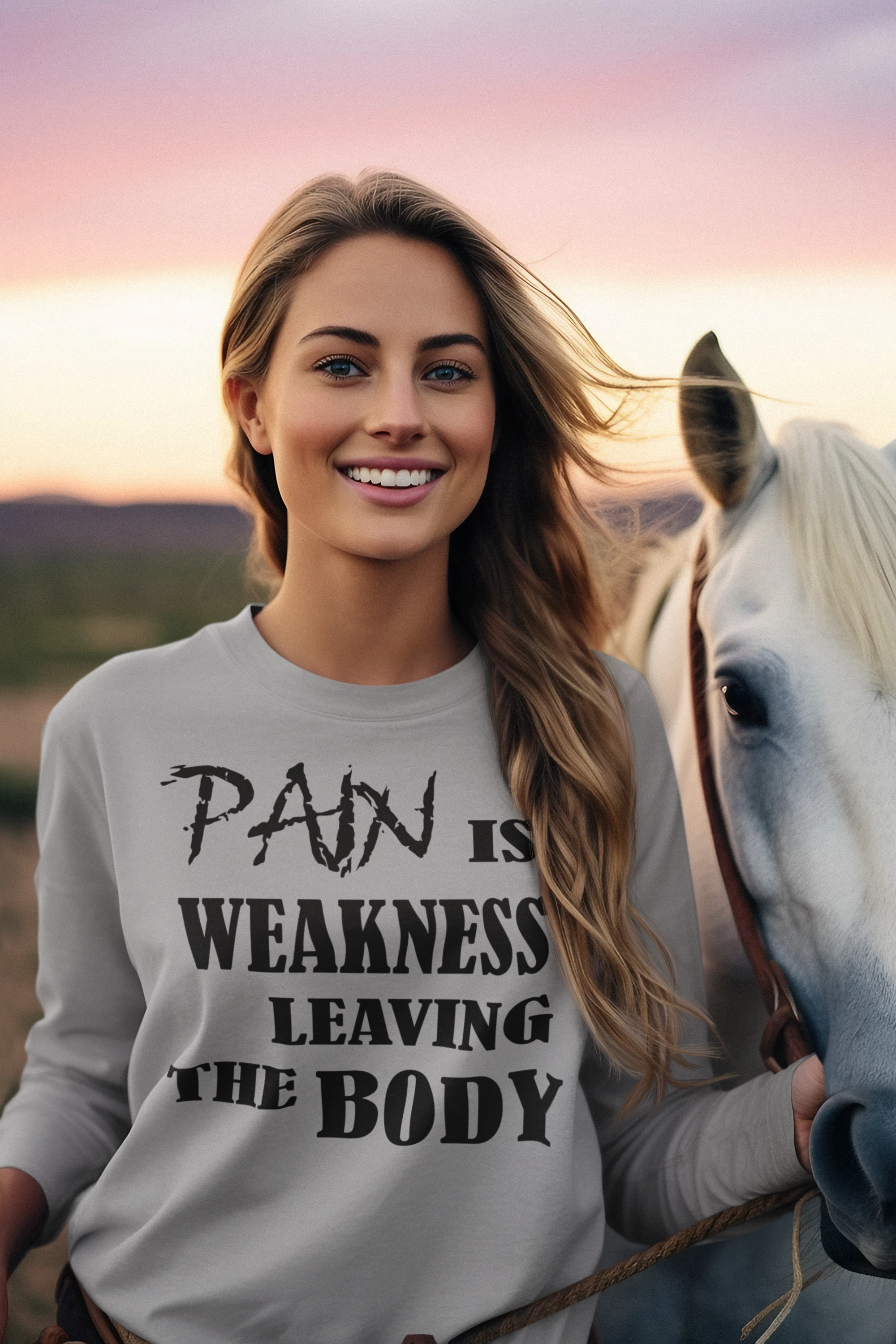 Pain Is Weakness Leaving Body Black Letters Tee