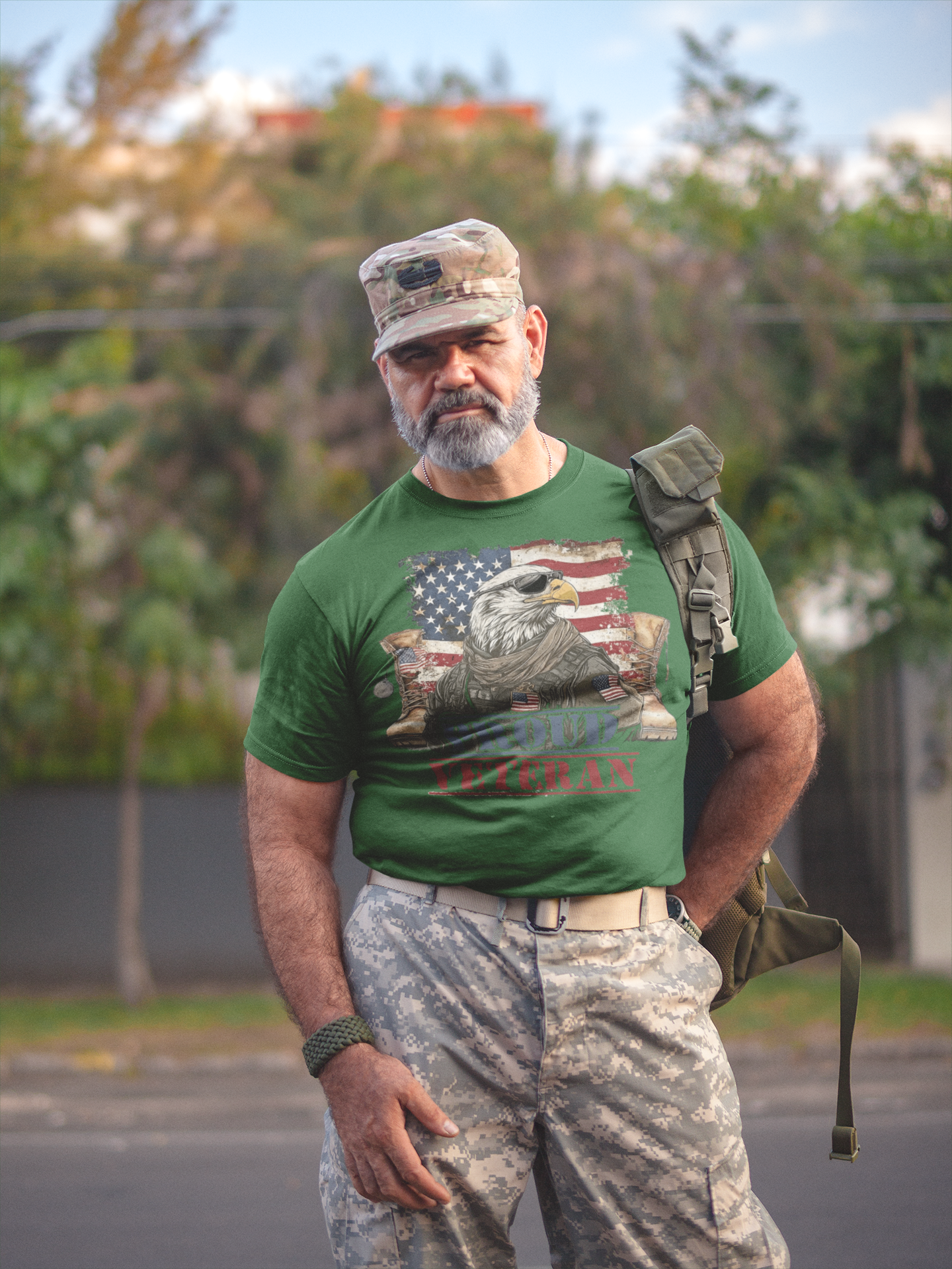 Military USA Pride Proud Veteran Graphic Casual Tee