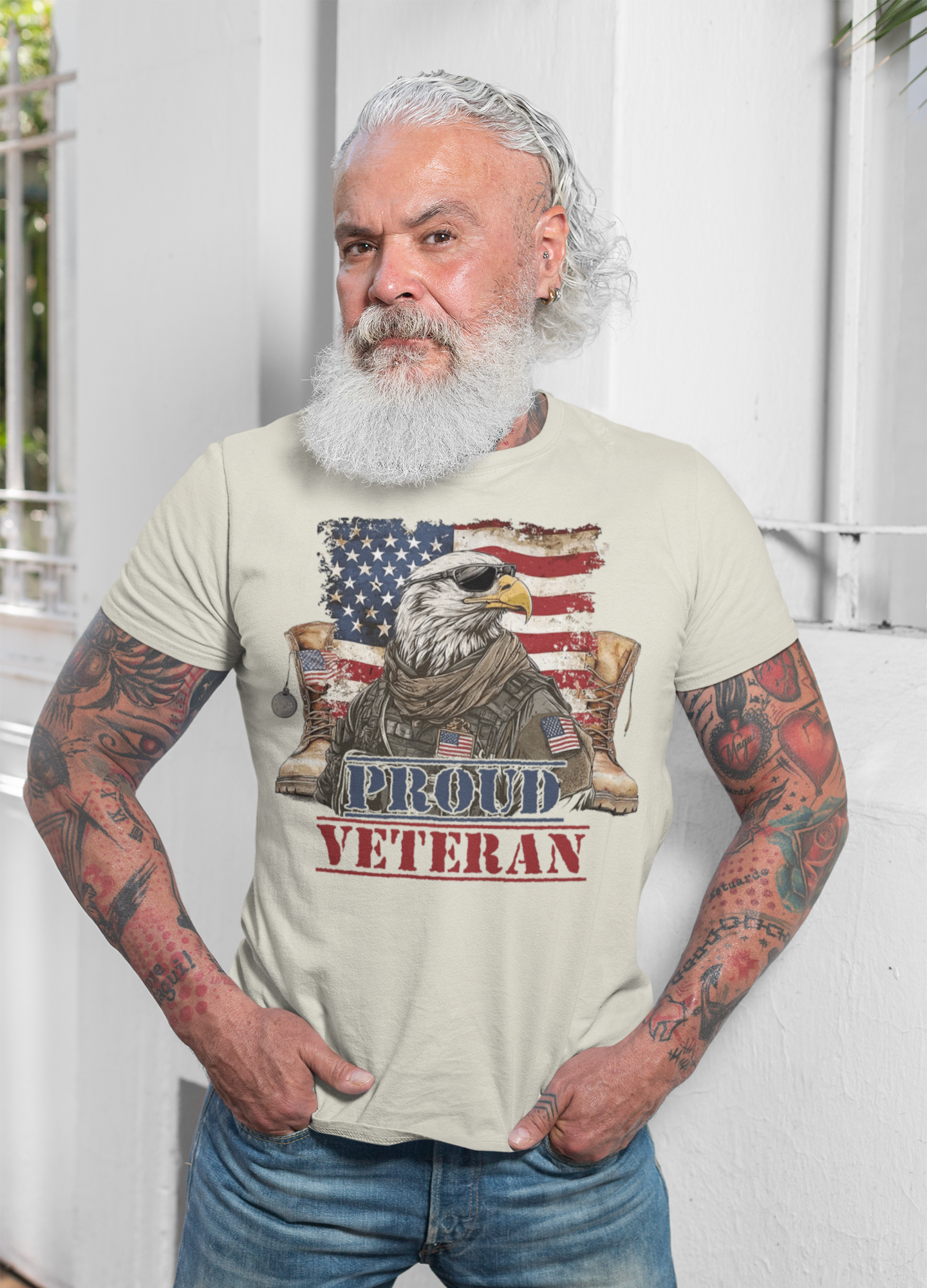 Military USA Pride Proud Veteran Graphic Casual Tee