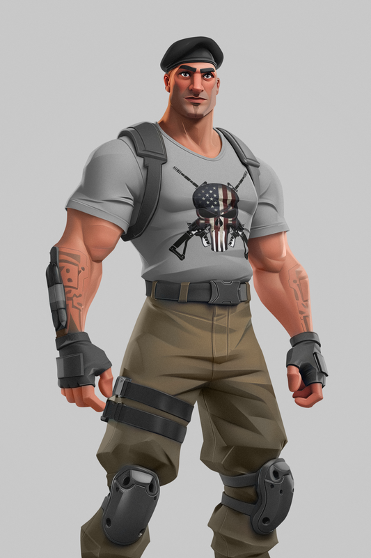 Punisher As American Flag With Rifles