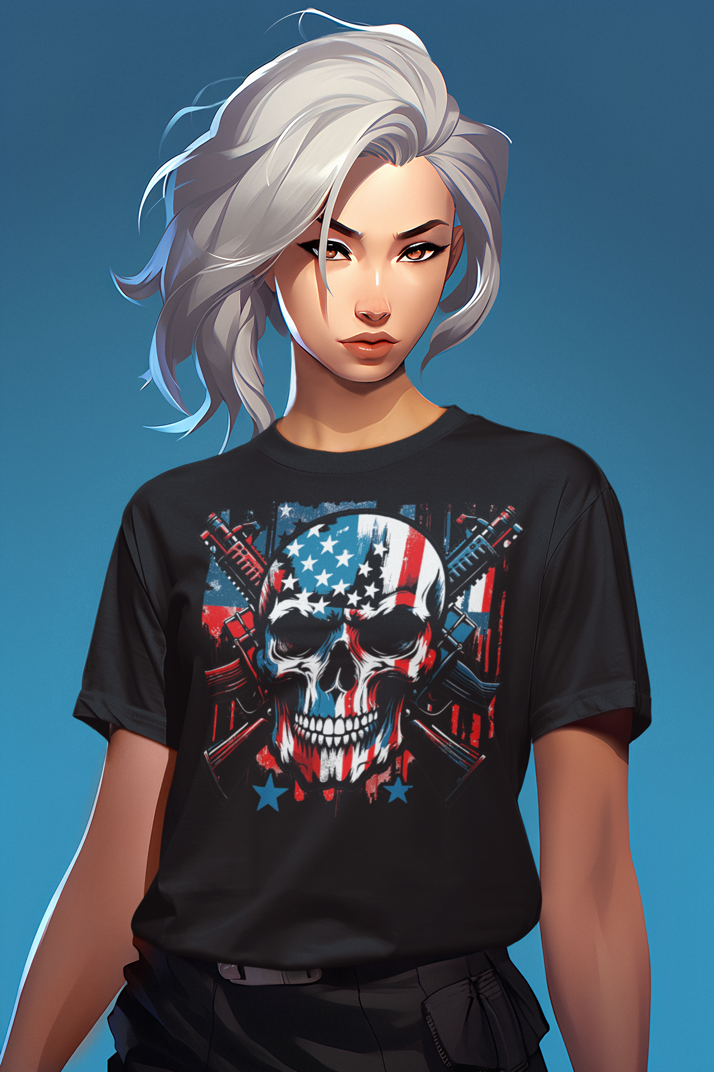 Punisher In Stars And Stripes With Rifles