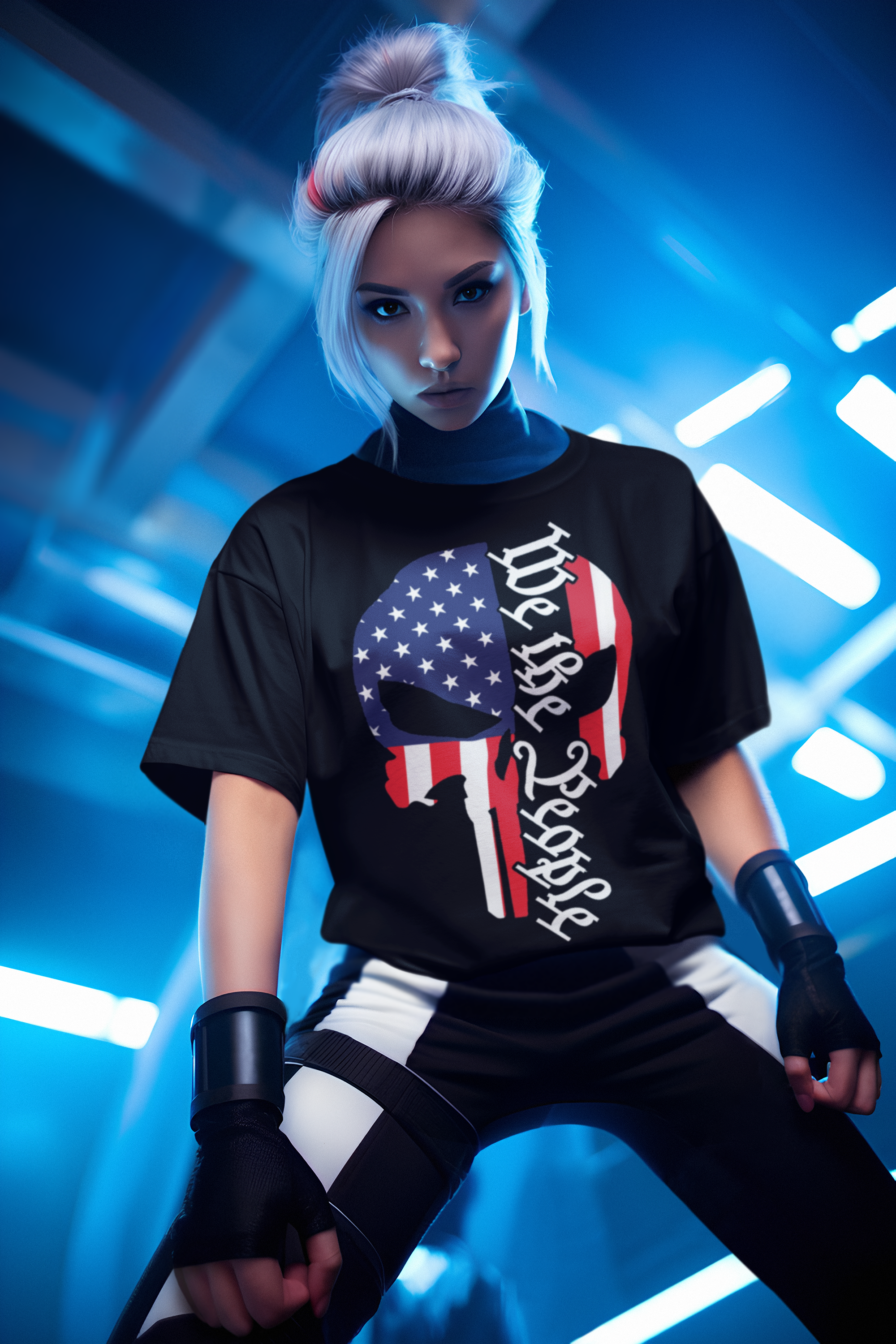 Punisher Style Stars And Stripes We The People Tee