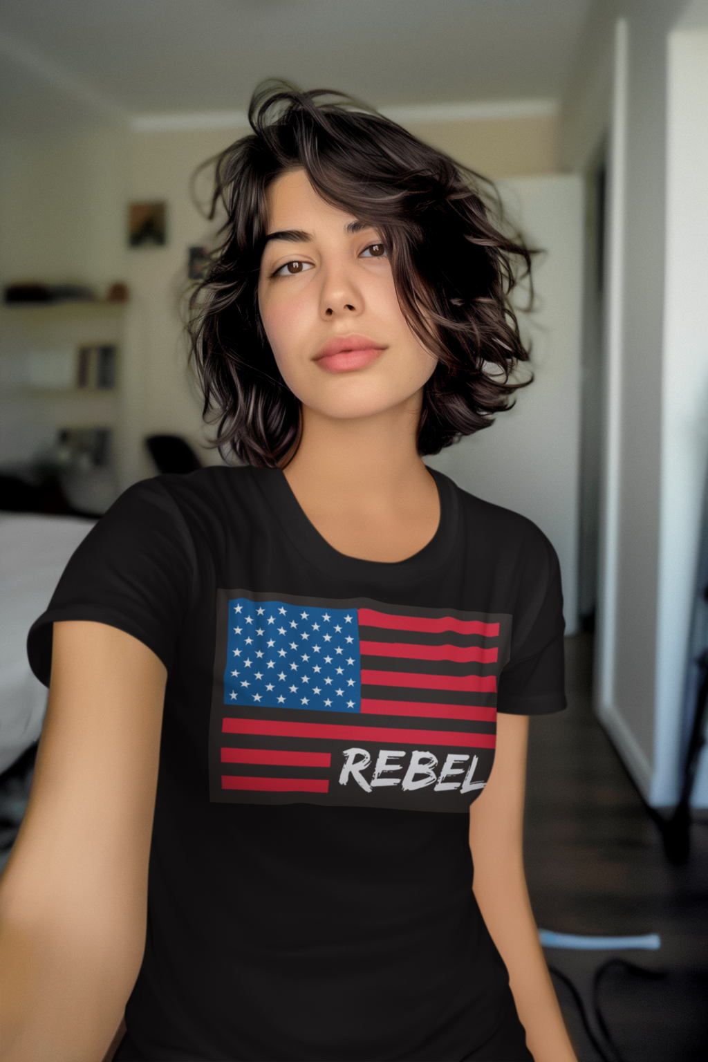 Rebel On USA Flag