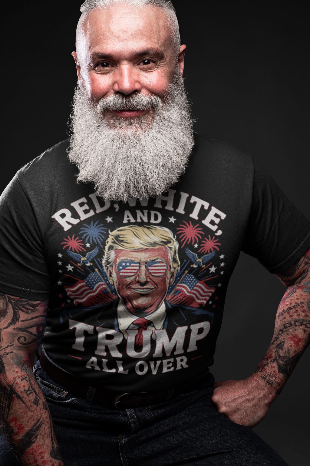 Red White And Trump All Over USA Pride Shirt Design