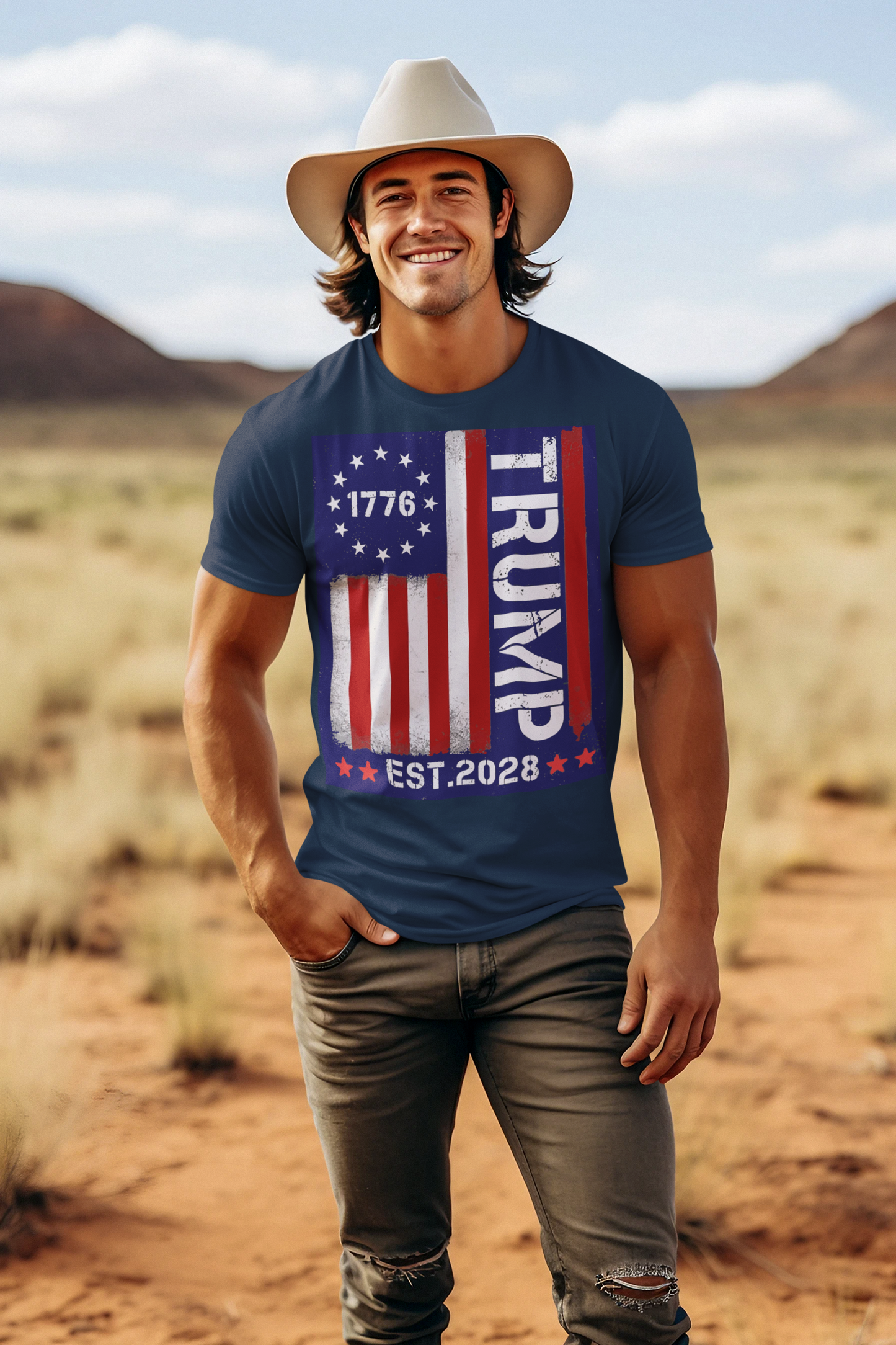 Trump 1776 On American Flag Est. 2028