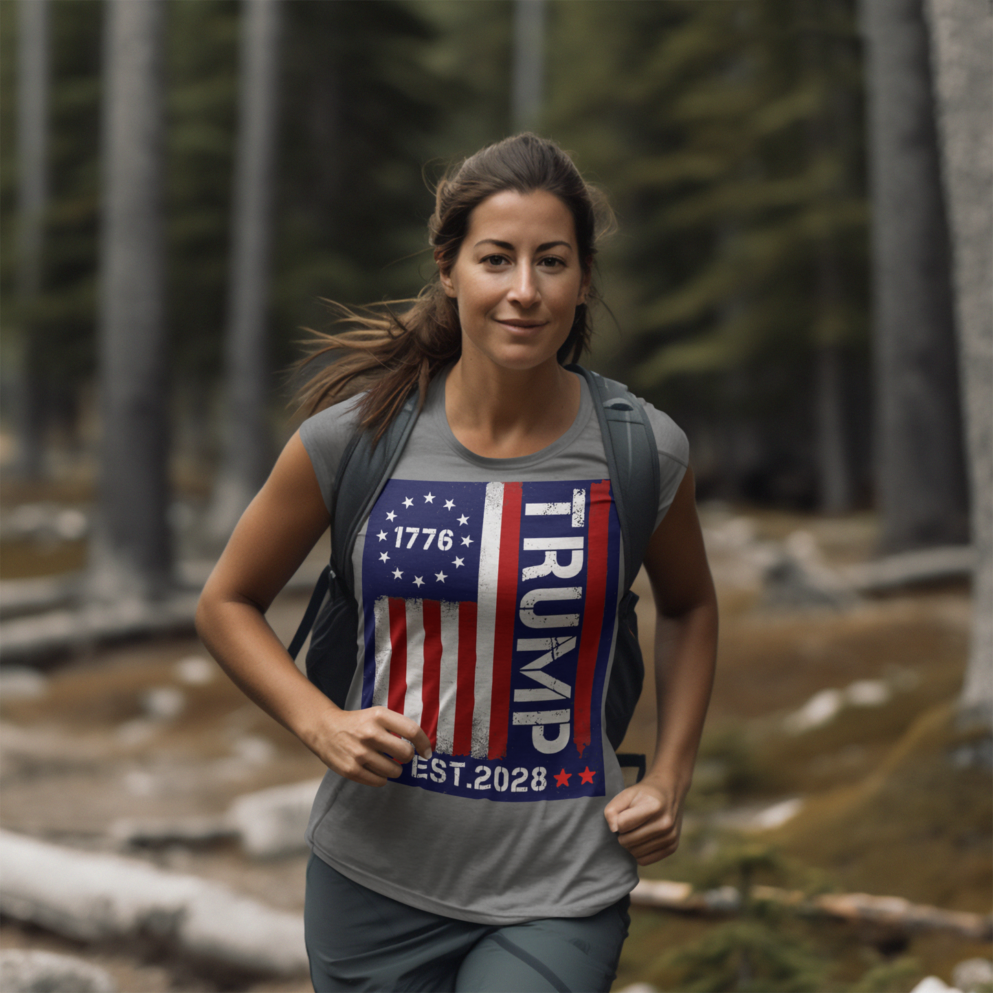 Trump 1776 On American Flag Est. 2028